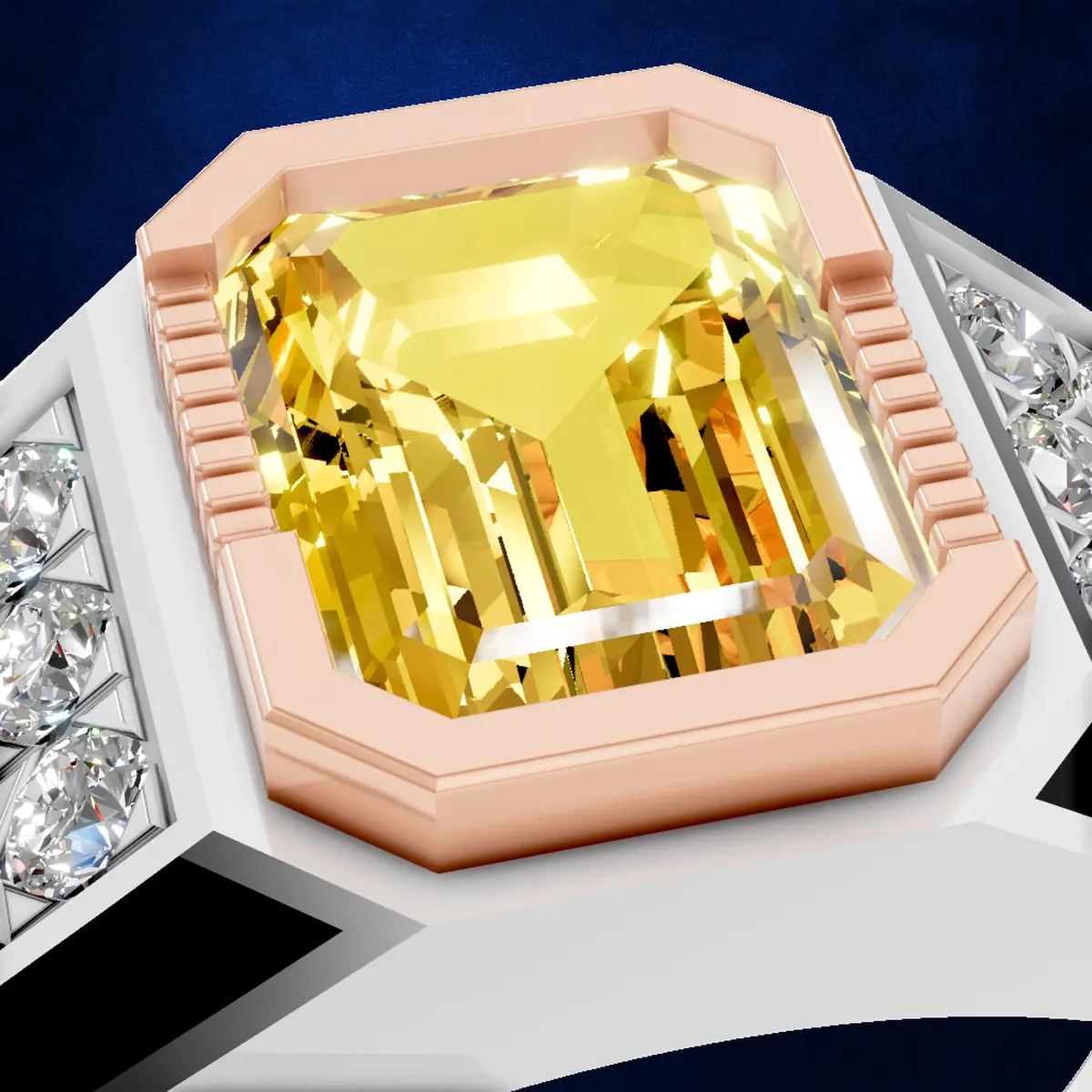 November Birthstone Jewelry - Citrine Gemstone Diamond Engagement Ring for Men and Women