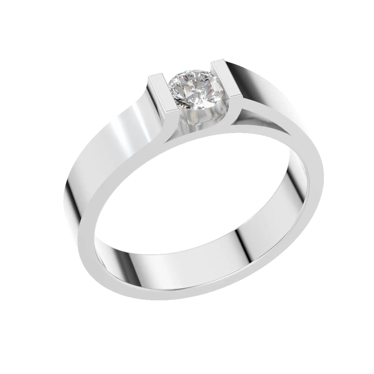Modern Round Cut Lab Grown Diamond Ring in 18K Gold Also Available with Moissanite | Sleek and Elegant Designer Ring
