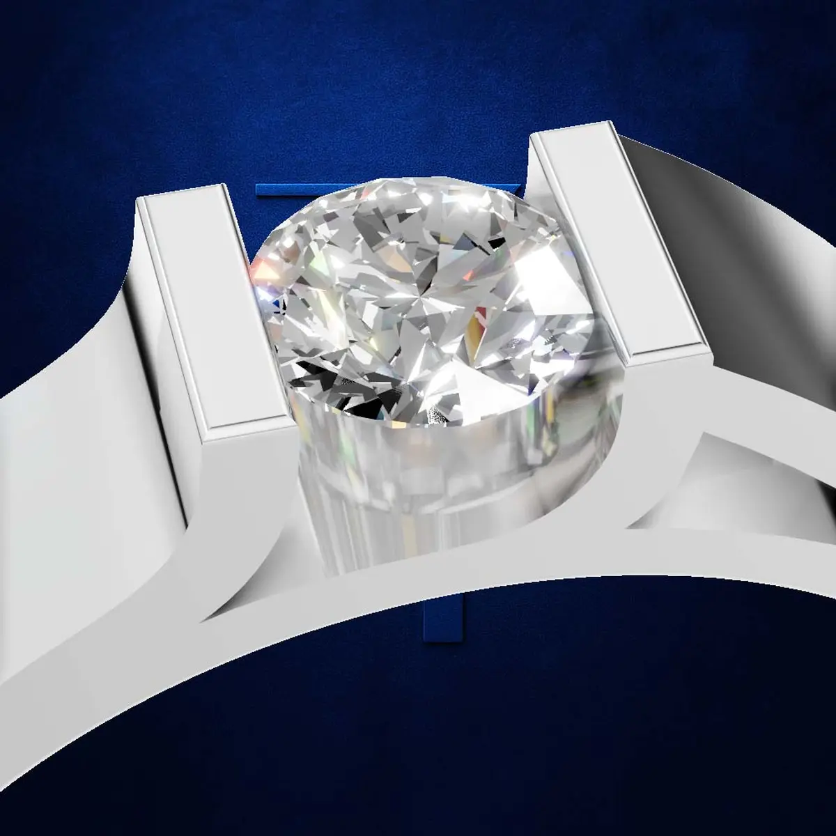 Modern Round Cut Lab Grown Diamond Ring in 18K Gold Also Available with Moissanite | Sleek and Elegant Designer Ring