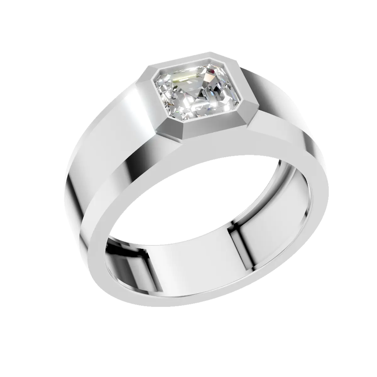 2ct emerald Cut Diamond Designer Mens Ring