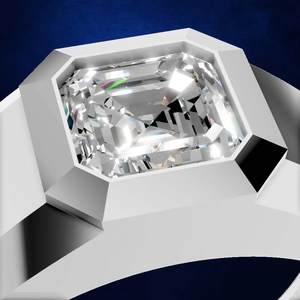 2ct emerald Cut Diamond Designer Mens Ring
