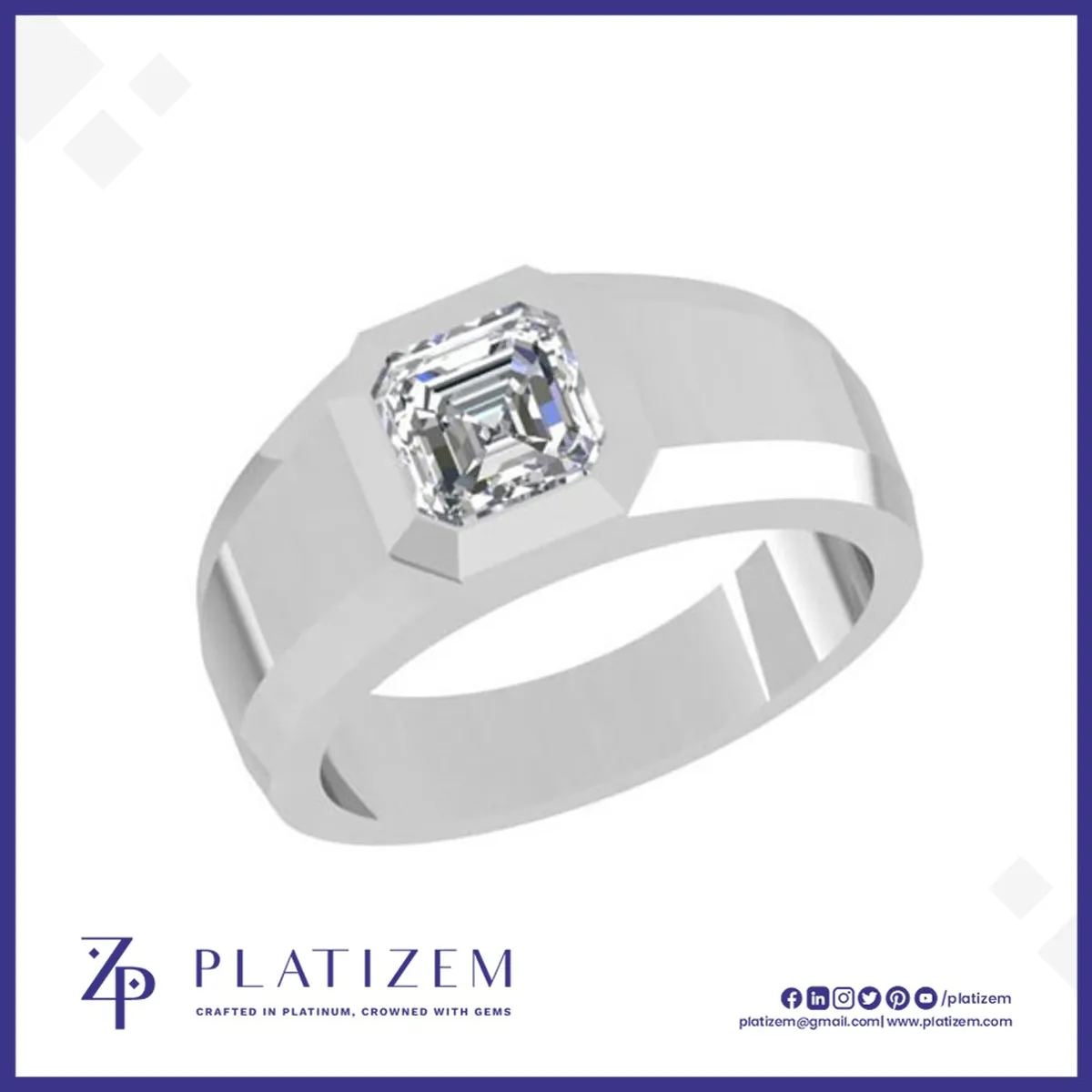 Emerald Cut Laboratory Grown Diamond Ring for Men