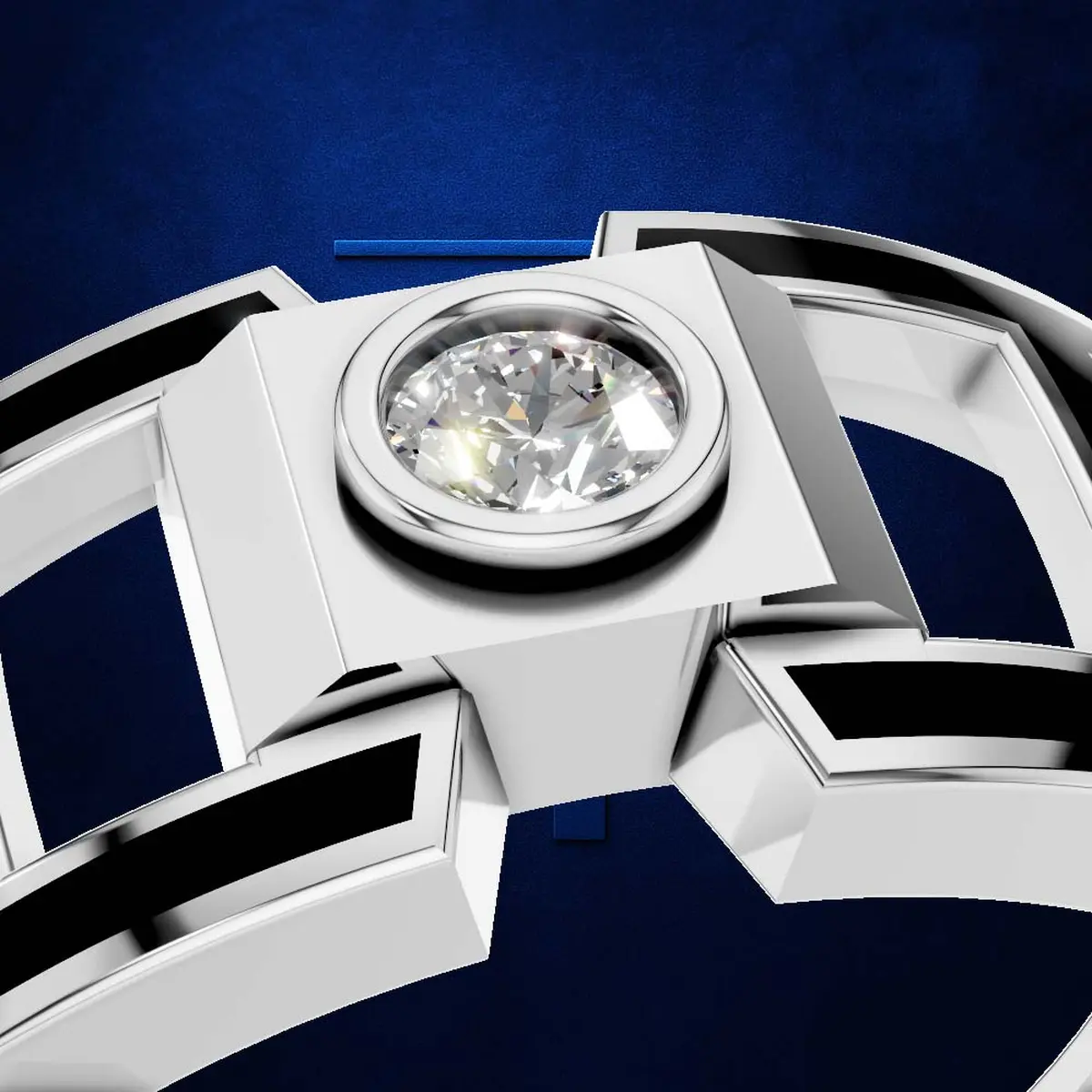 Black Edge Diamond Mens Ring