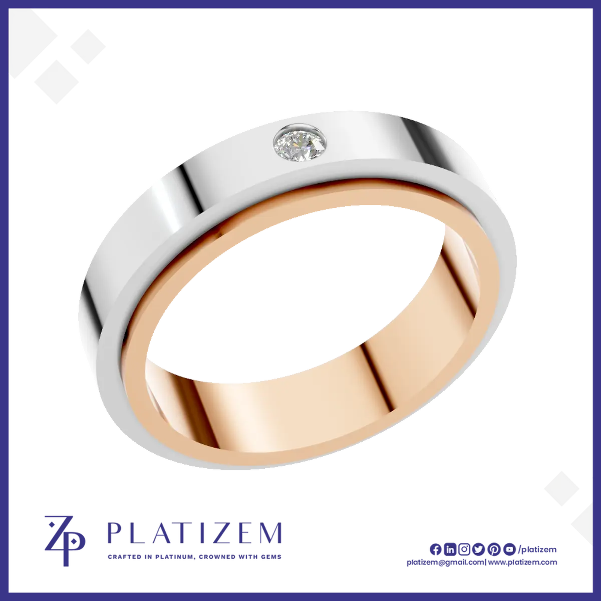 Gold Mens Two Tone Wedding Band