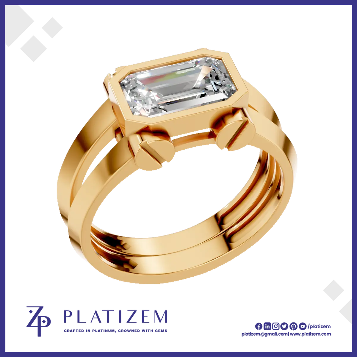 East West Emerald Cut Wedding Ring  Unique, Elegant, and Timeless Fine Jewelry Design