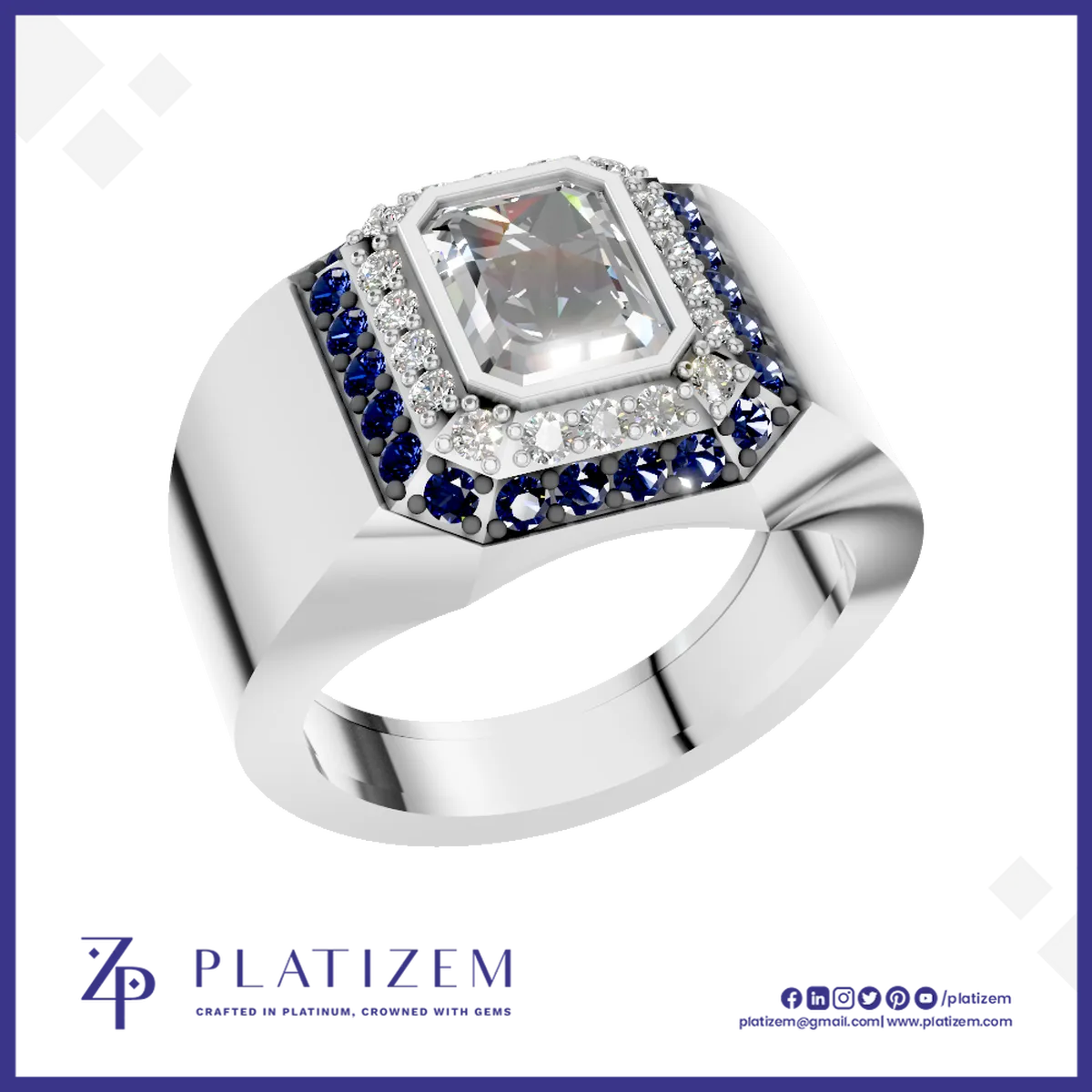 1 Carat Emerald Cut Lab Grown Diamond Ring for Men and Women