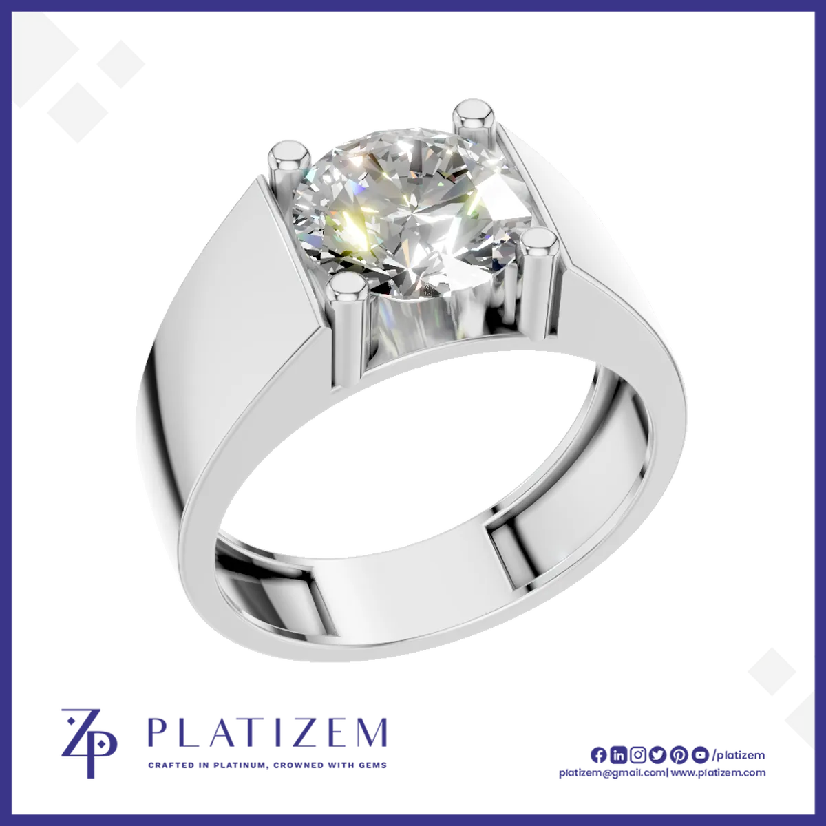 3 Carat Round Cut Lab Grown Diamond Solitaire Engagement Ring with Prong Setting