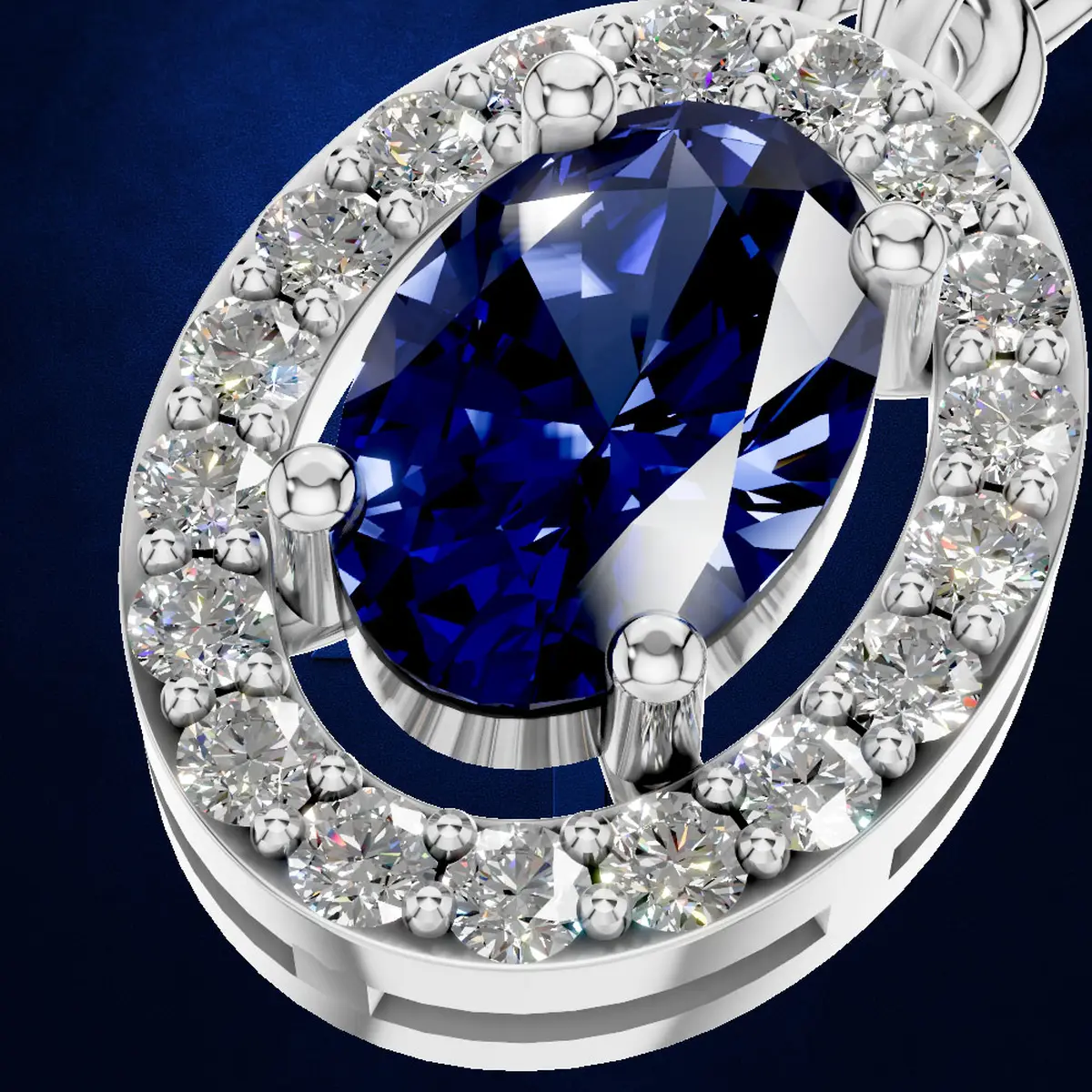 Blue Sapphire and Diamond Cluster Pendant