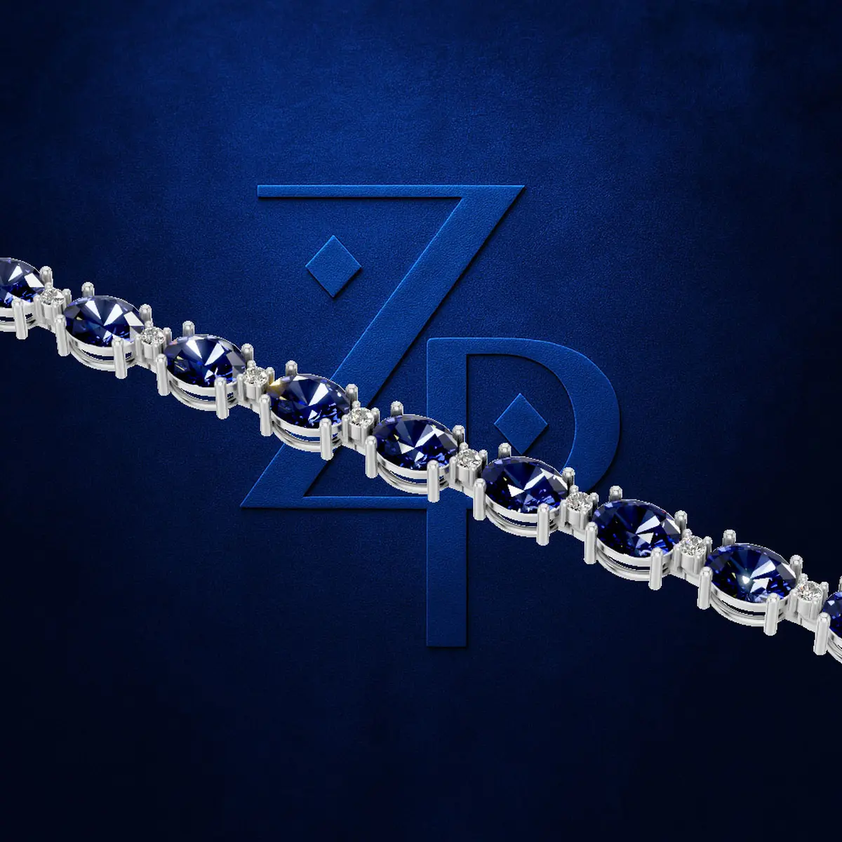 Blue Sapphire And Diamond Tennis Bracelet