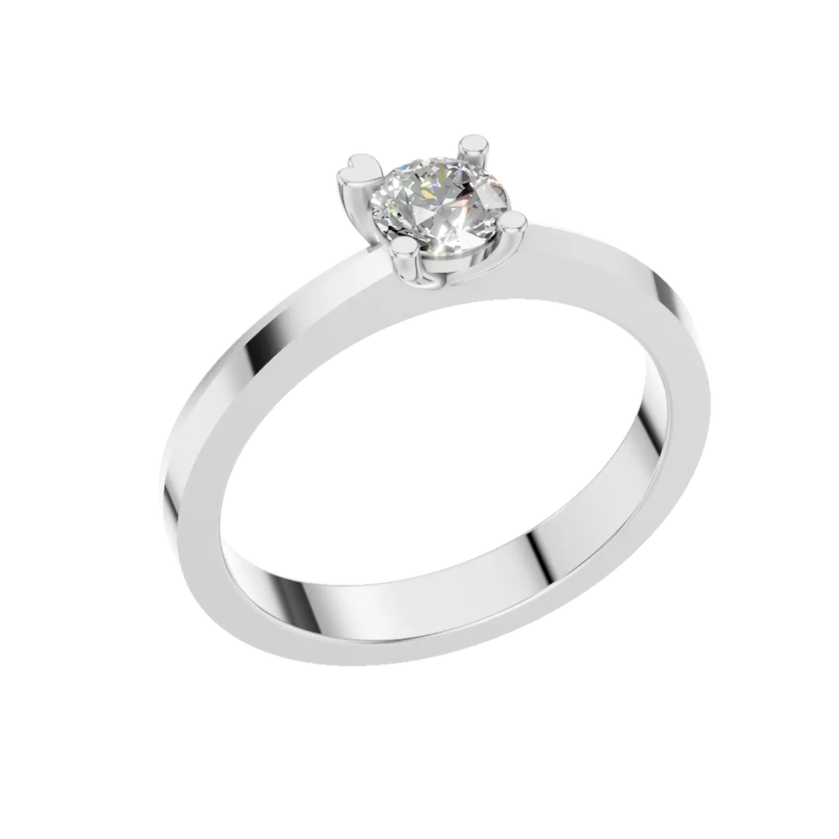 Modern Heart Shape Prong Engagement Ring with Round Cut Solitaire Lab Grown Diamond Crafted in Gold and Platinum