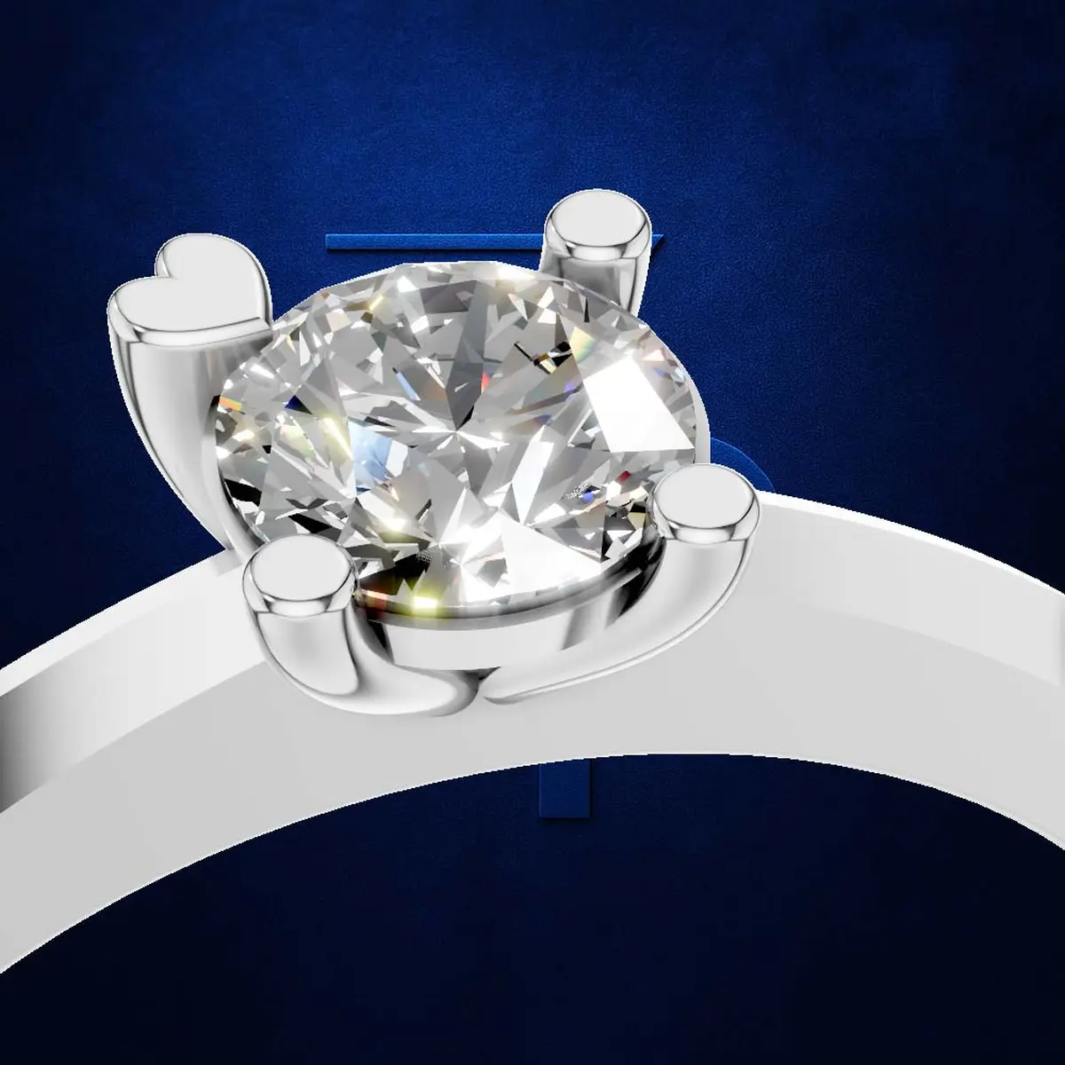 Modern Heart Shape Prong Engagement Ring with Round Cut Solitaire Lab Grown Diamond Crafted in Gold and Platinum