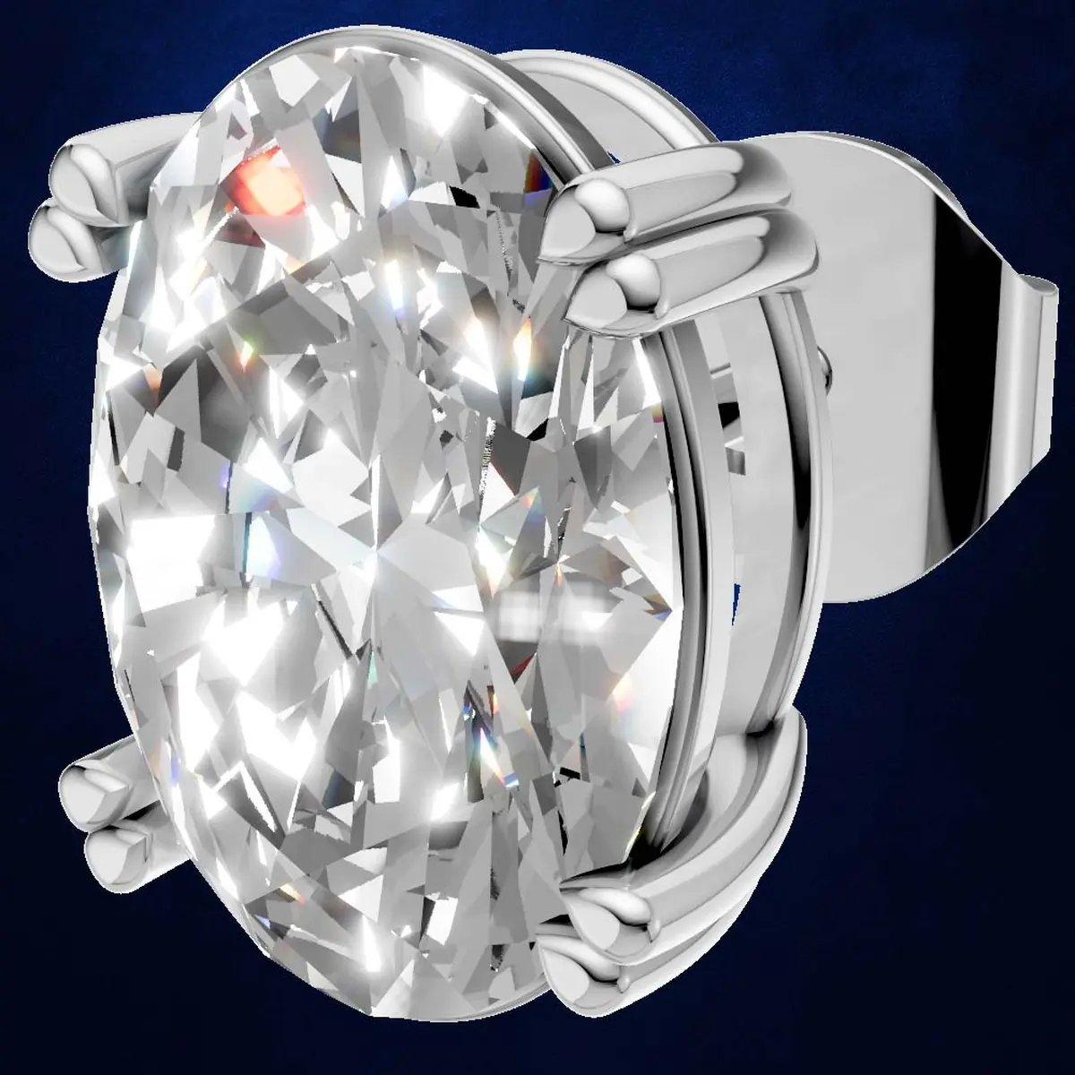 3.00ct Luxury Oval Solitaire Single Diamond Stud Earrings