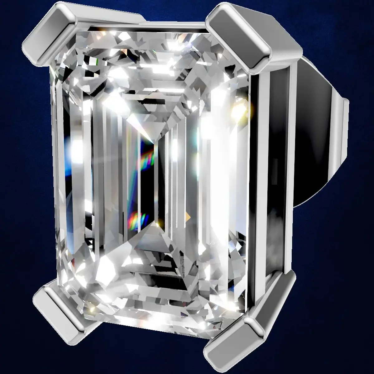 3.00ct Grand Emerald Cut Solitaire Stud Earrings