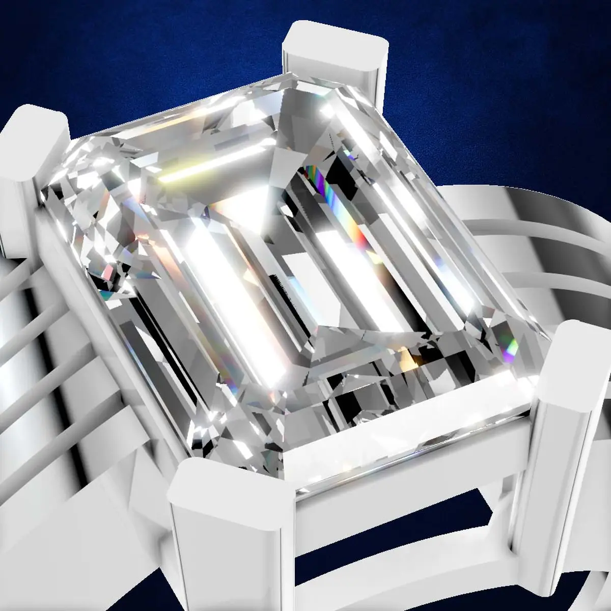 3.00ct Grand Emerald Cut Solitaire Ring