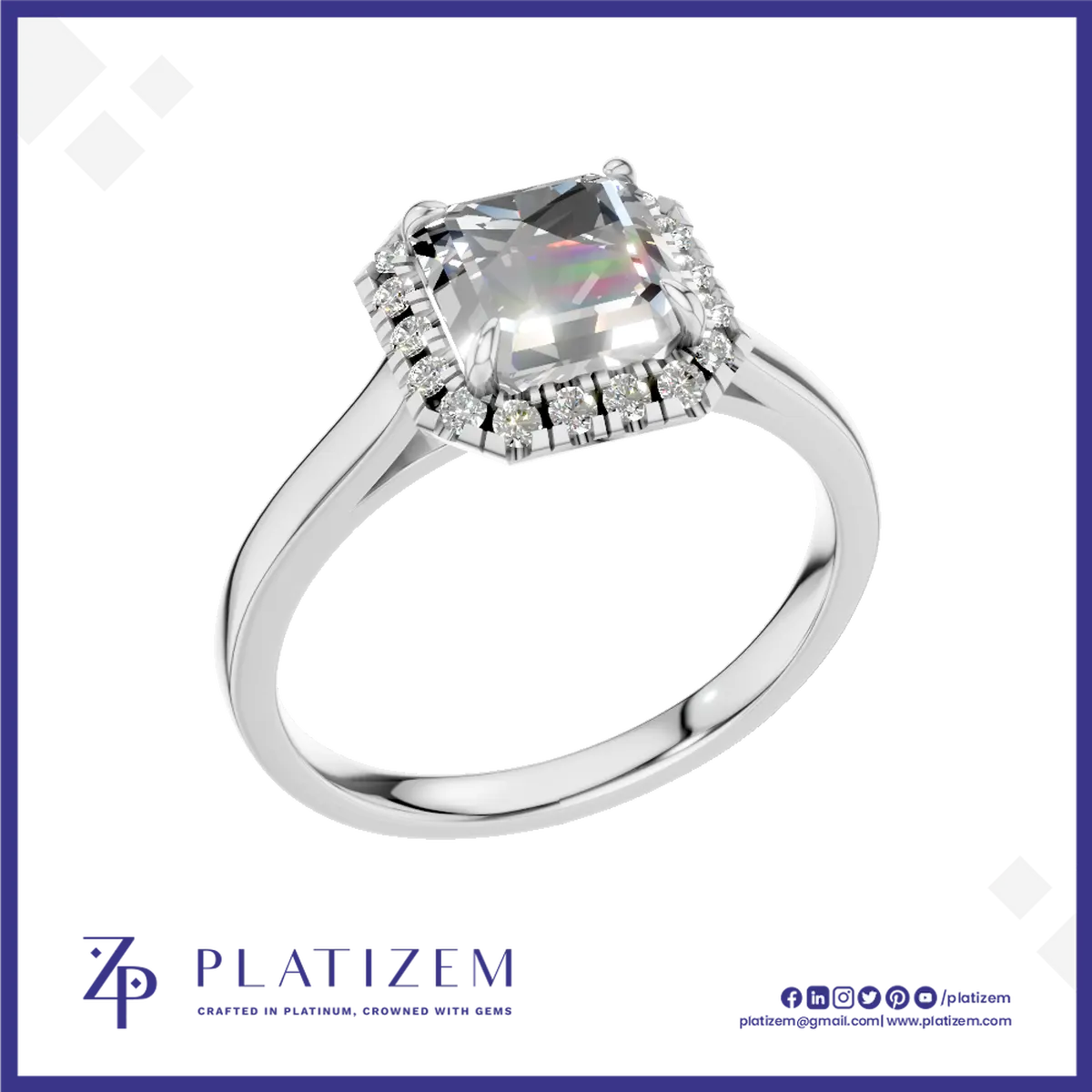 Emerald Laboratory Grown Diamond Engagement Ring