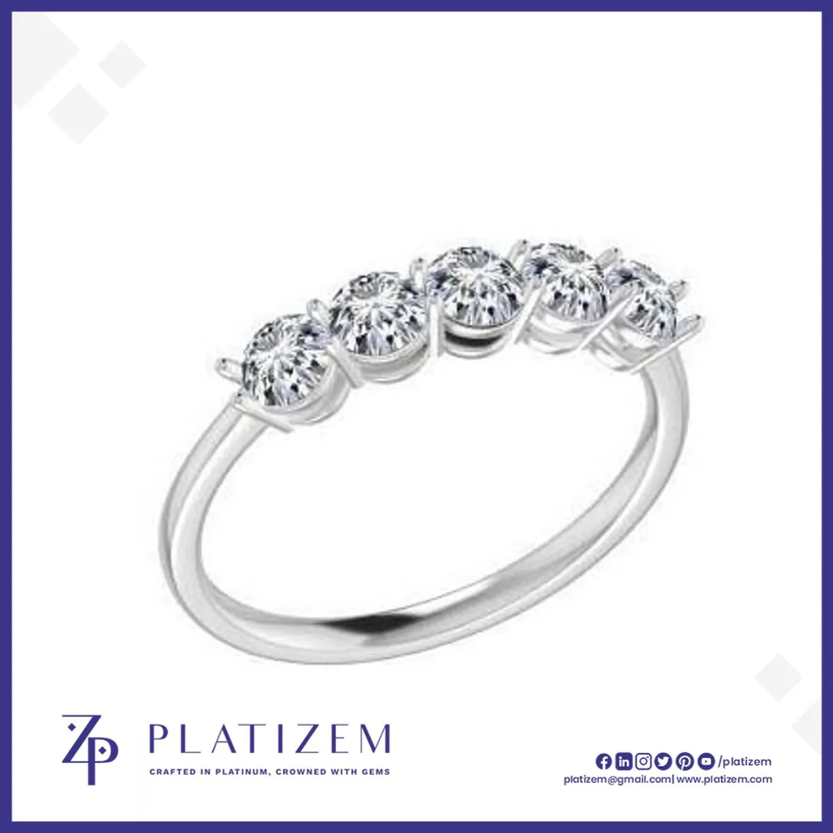 Five Stone Round Diamond Anniversary Ring for Women