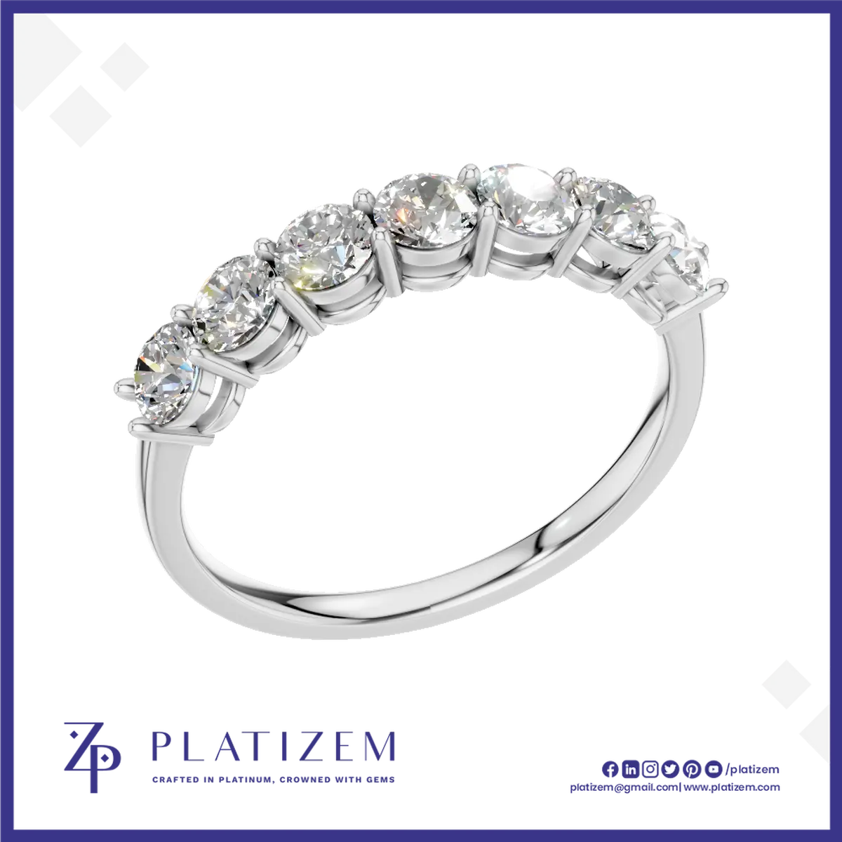 Round Cut Half Eternity Band Ring