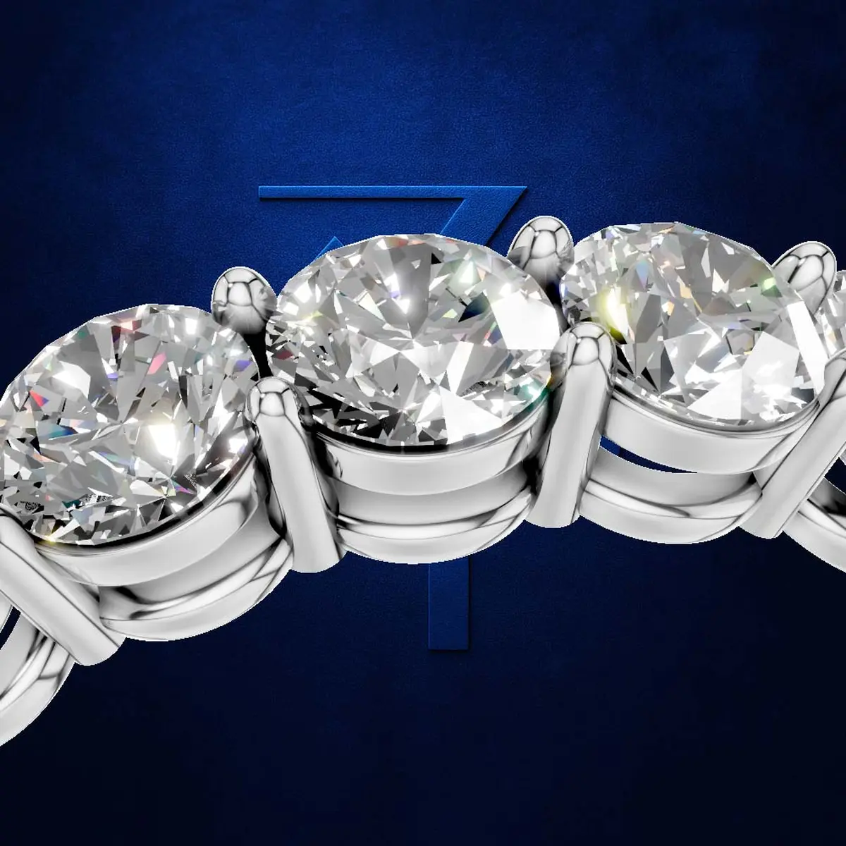 Round Cut Half Eternity Band Ring