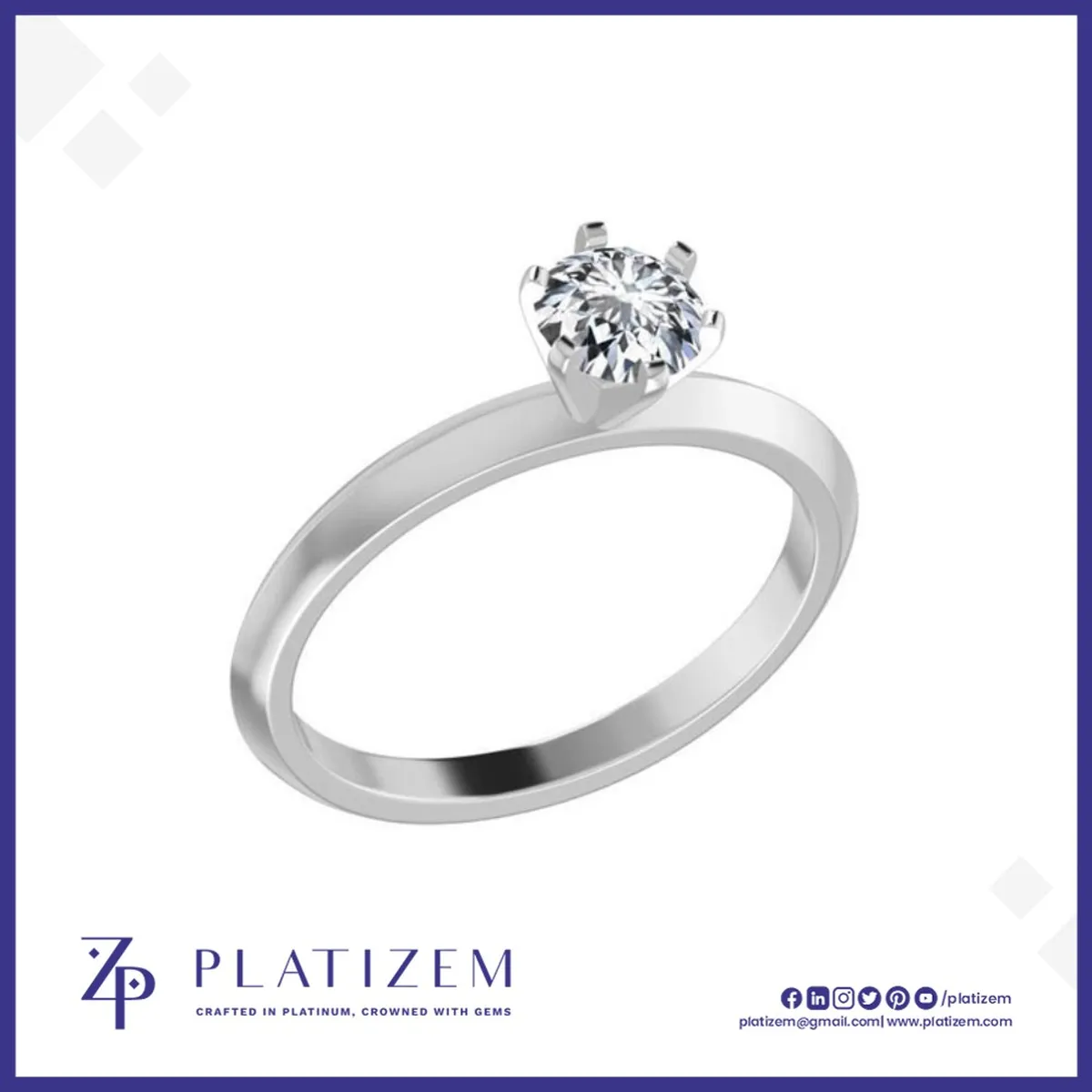 Round Solitaire Ring on Knife Edge Band