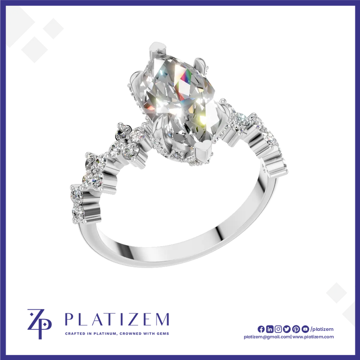 Marquise Laboratory Grown Diamond Engagement Ring Gold and Platinum Luxury