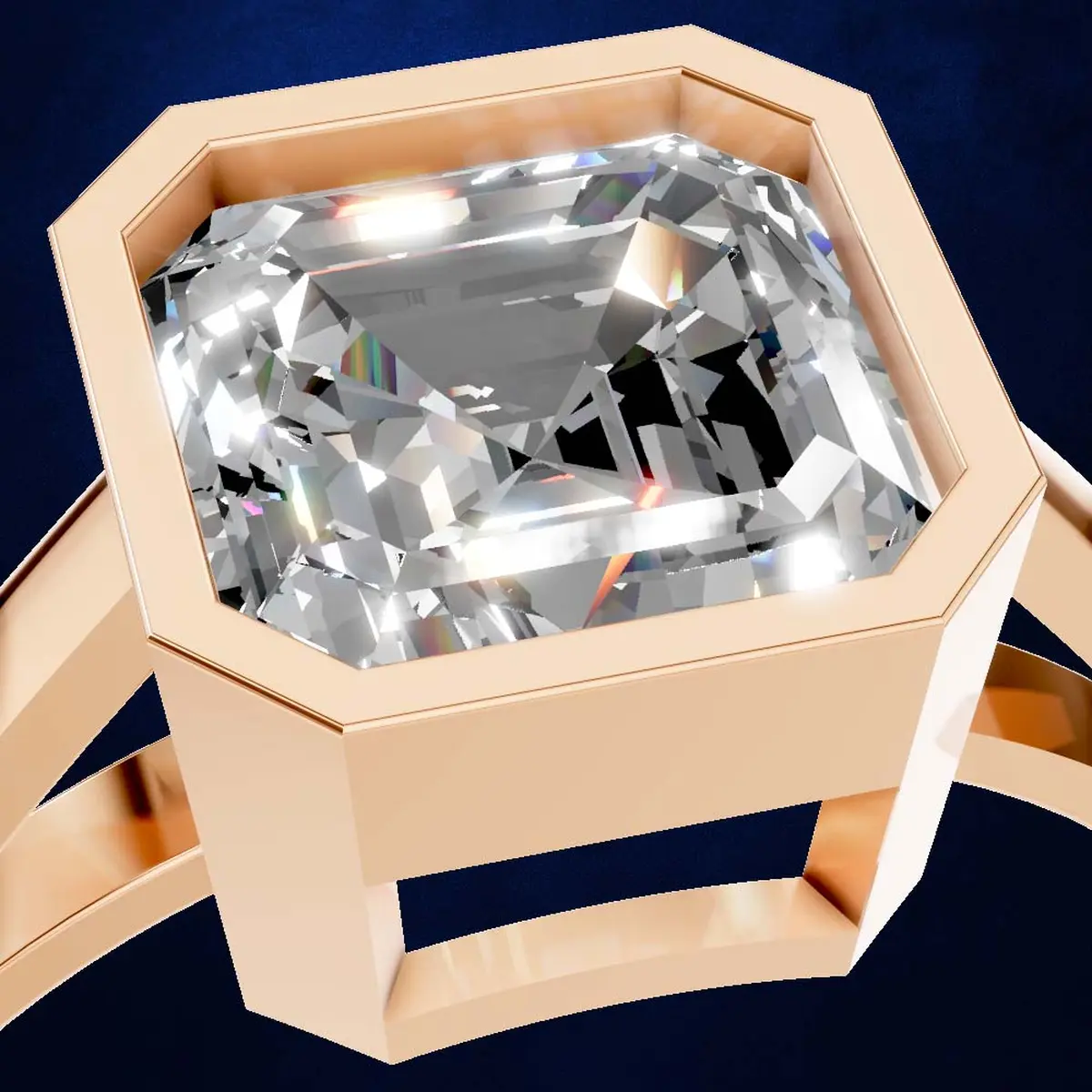 Emerald Cut Solitaire Laboratory Grown Diamond Ring Gold and Platinum Luxury