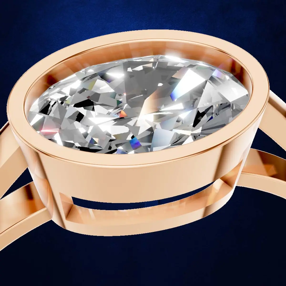 Oval Cut Bezel Set Engagement Ring Gold, Silver and Platinum with Laboratory Grown Diamond Luxury Ring