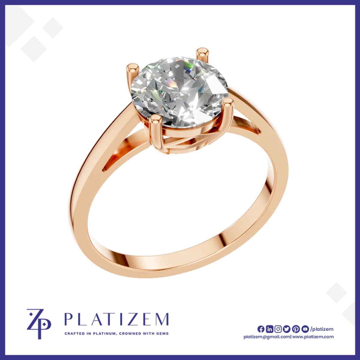 4 Prong Round Cut Engagement Ring 18K Gold Laboratory Grown Diamond Classic Ring