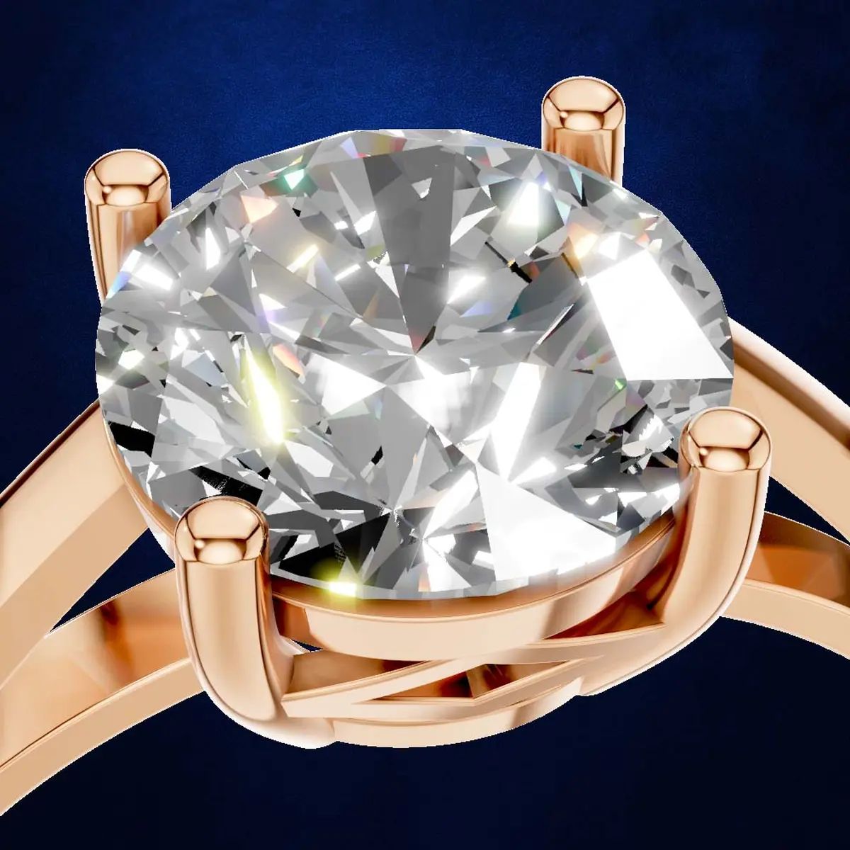 4 Prong Round Cut Engagement Ring 18K Gold Laboratory Grown Diamond Classic Ring