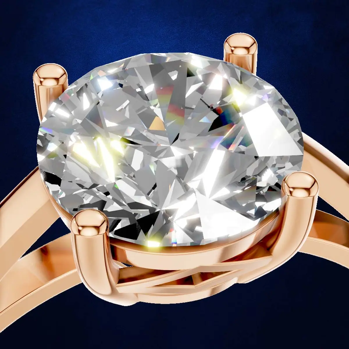 2 Ct Round Solitaire Engagement Ring 18K Gold Laboratory Grown Diamond Luxury Ring