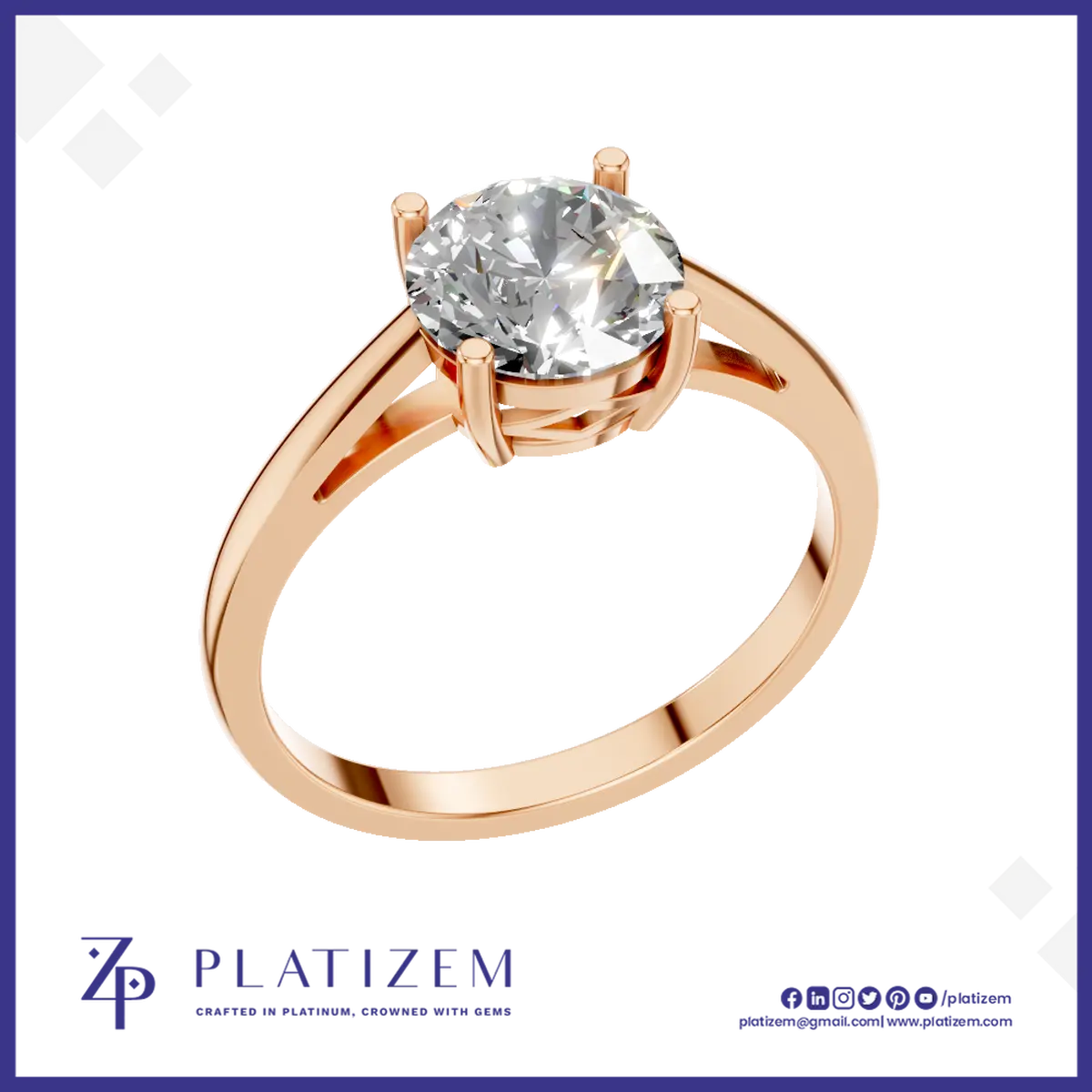 1.5 Carat Round Engagement Ring 18K Gold Laboratory Grown Diamond Luxury Ring