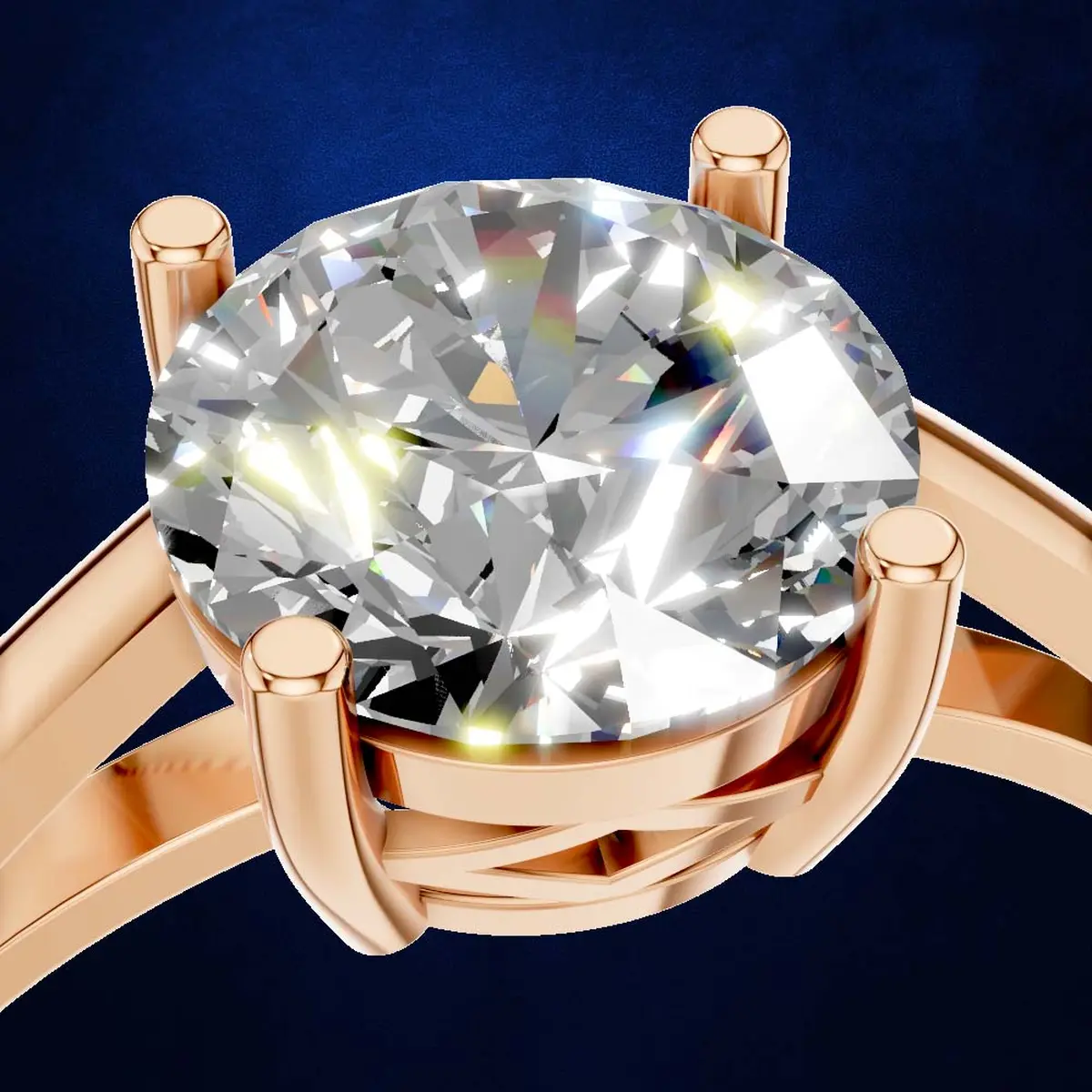 1.5 Carat Round Engagement Ring 18K Gold Laboratory Grown Diamond Luxury Ring