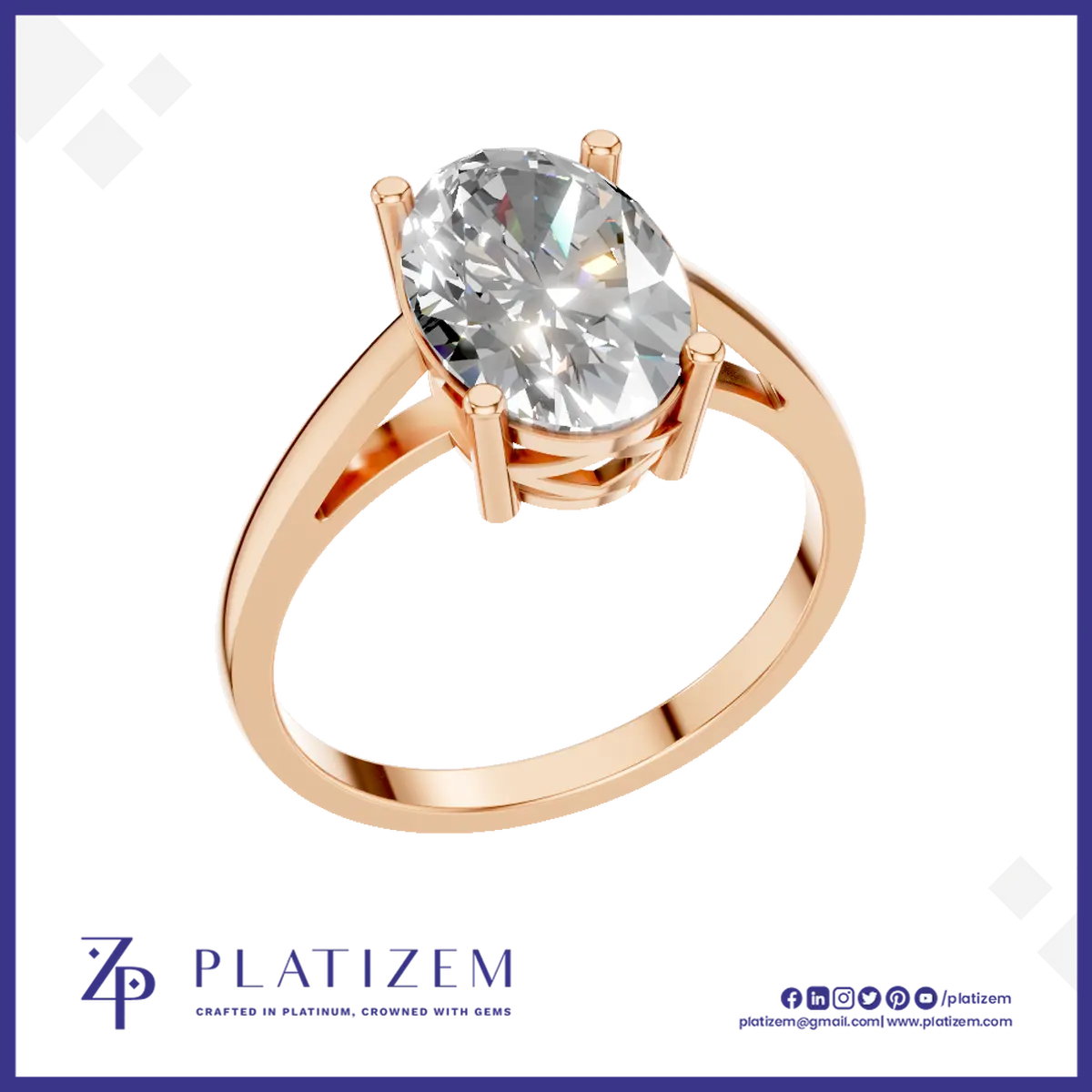 3 Carat Oval Solitaire Laboratory Grown Diamond Ring 18K Gold Luxury Ring