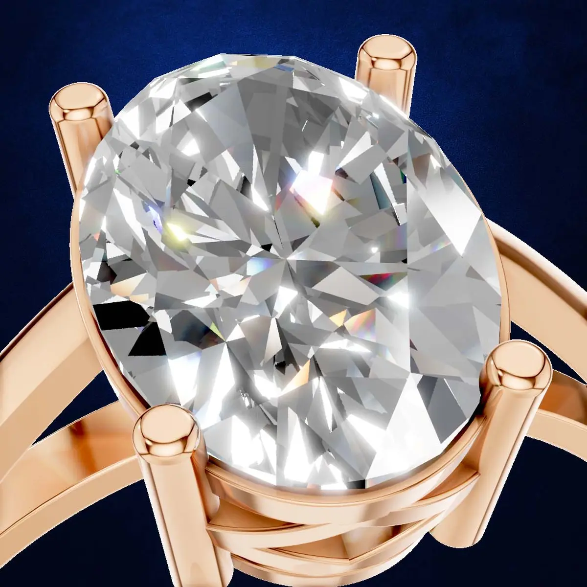 3 Carat Oval Solitaire Laboratory Grown Diamond Ring 18K Gold Luxury Ring