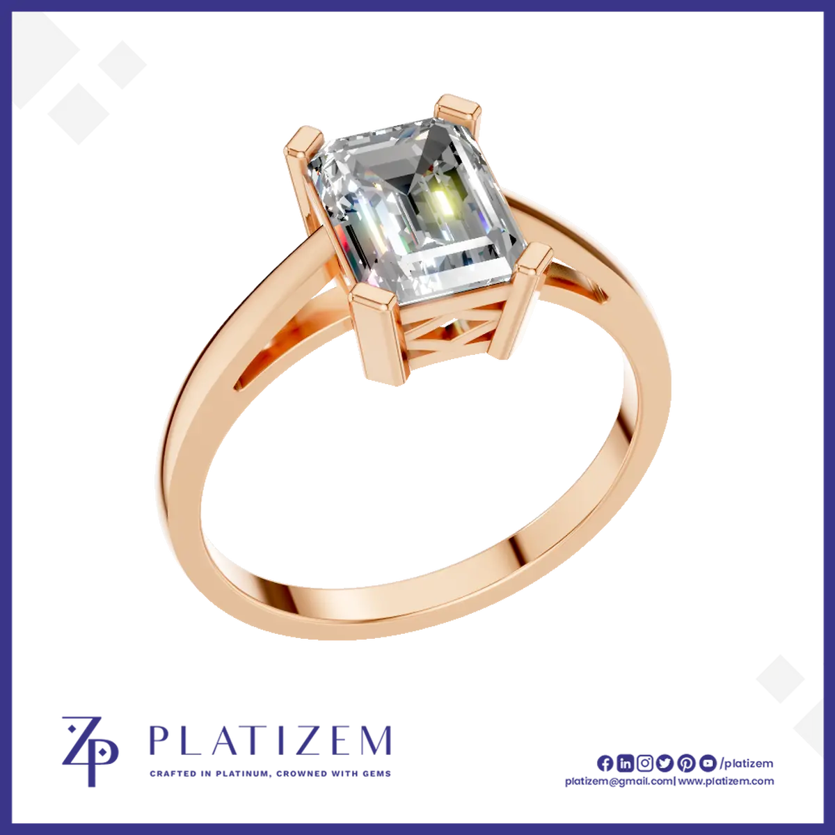 2 Ct Emerald Cut Laboratory Created Diamond Ring 18K Gold Luxury Ring