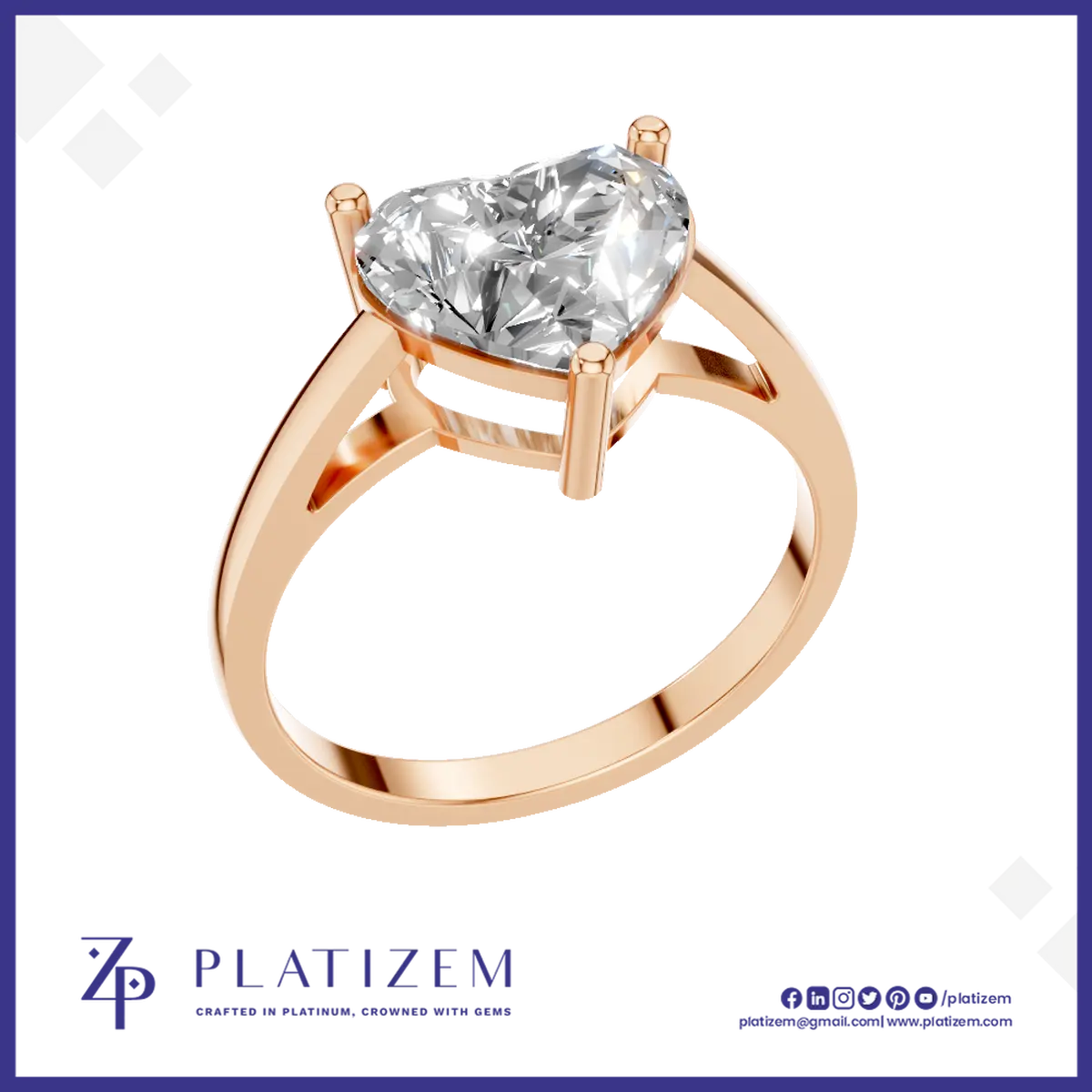 Heart Shaped Lab Grown Laboratory Grown Diamond Engagement Ring 18K Gold Luxury Ring