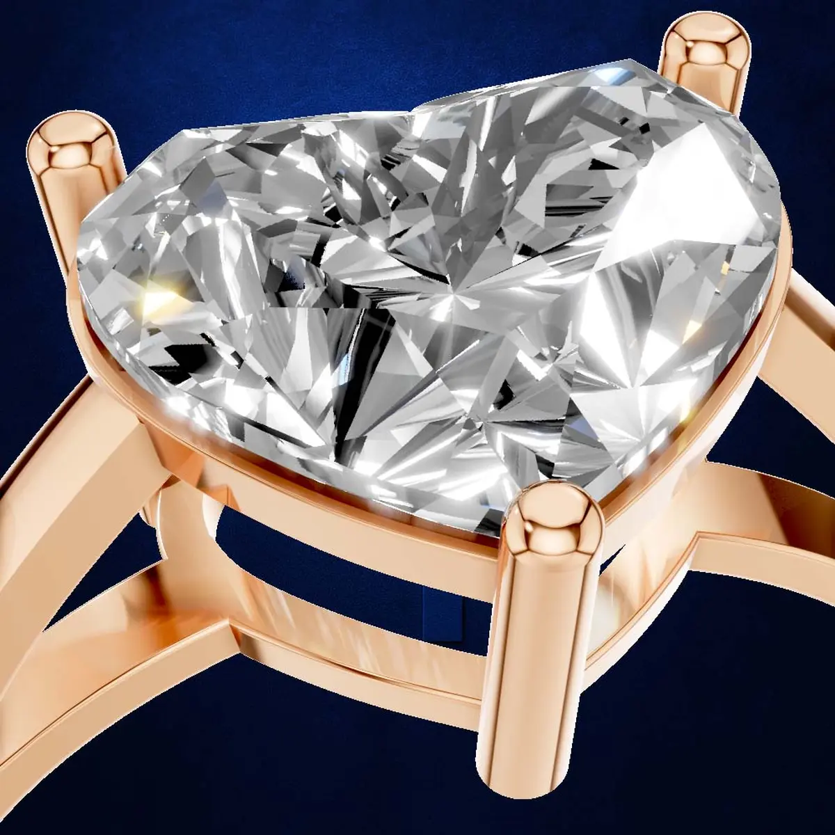 Heart Shaped Lab Grown Laboratory Grown Diamond Engagement Ring 18K Gold Luxury Ring