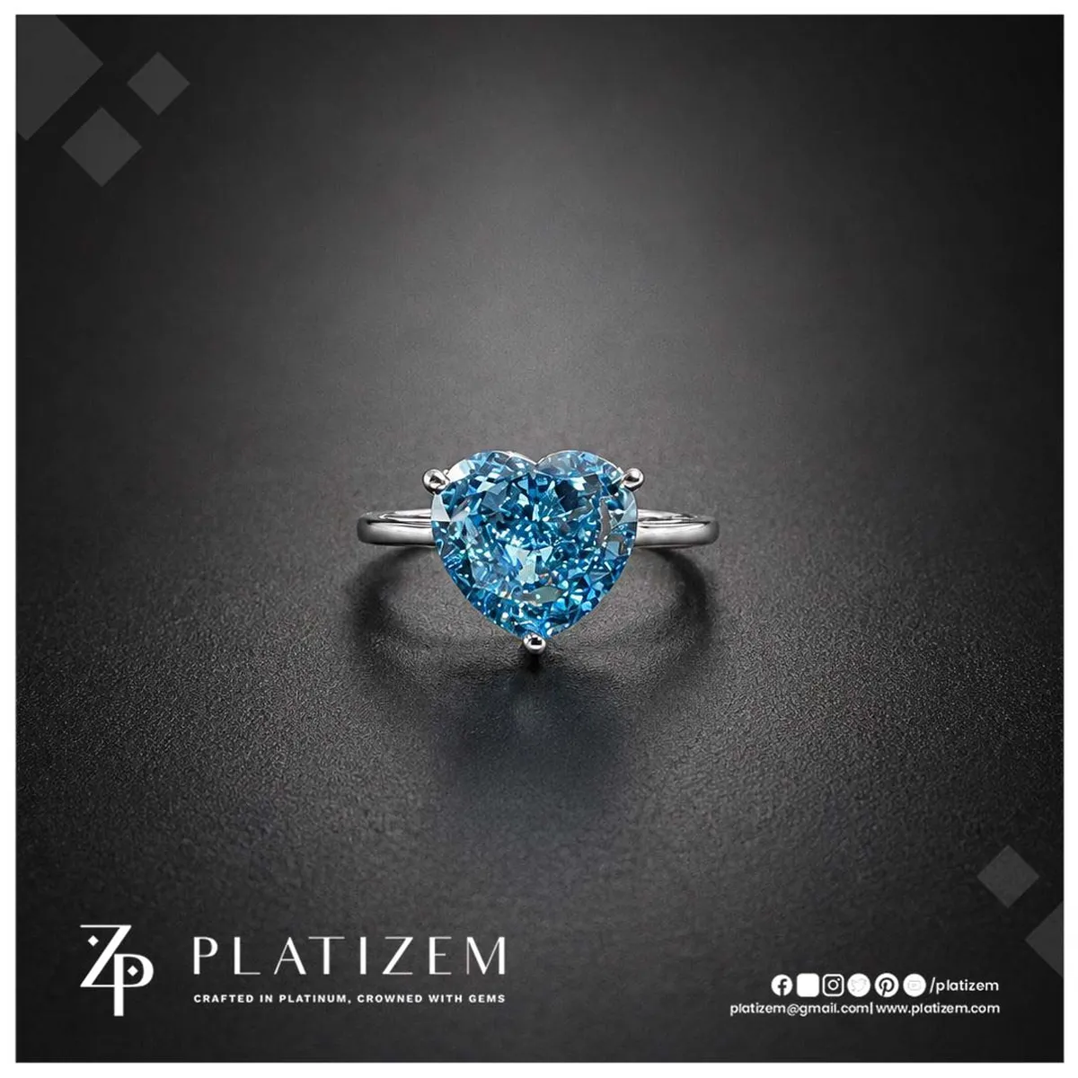 4 Carat Heart Shape Fancy Blue Lab Grown Diamond Engagement Ring