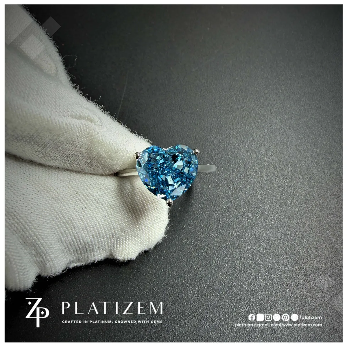 4 Carat Heart Shape Fancy Blue Lab Grown Diamond Engagement Ring