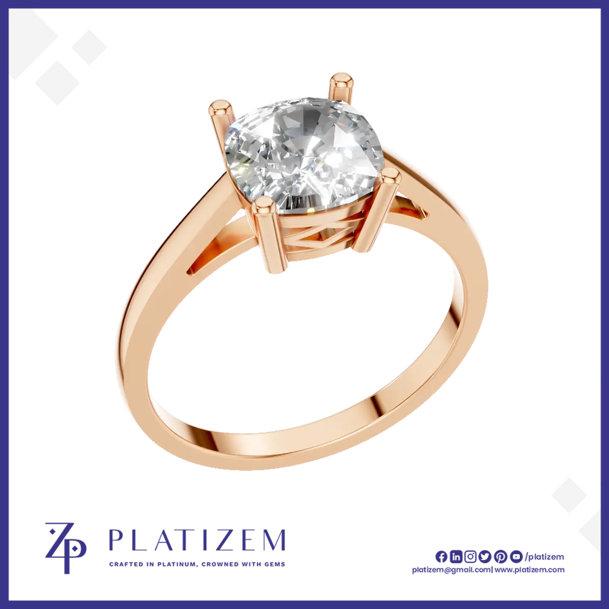 2.5 Carat Cushion Engagement Ring 18K Gold Laboratory Grown Diamond Luxury Ring