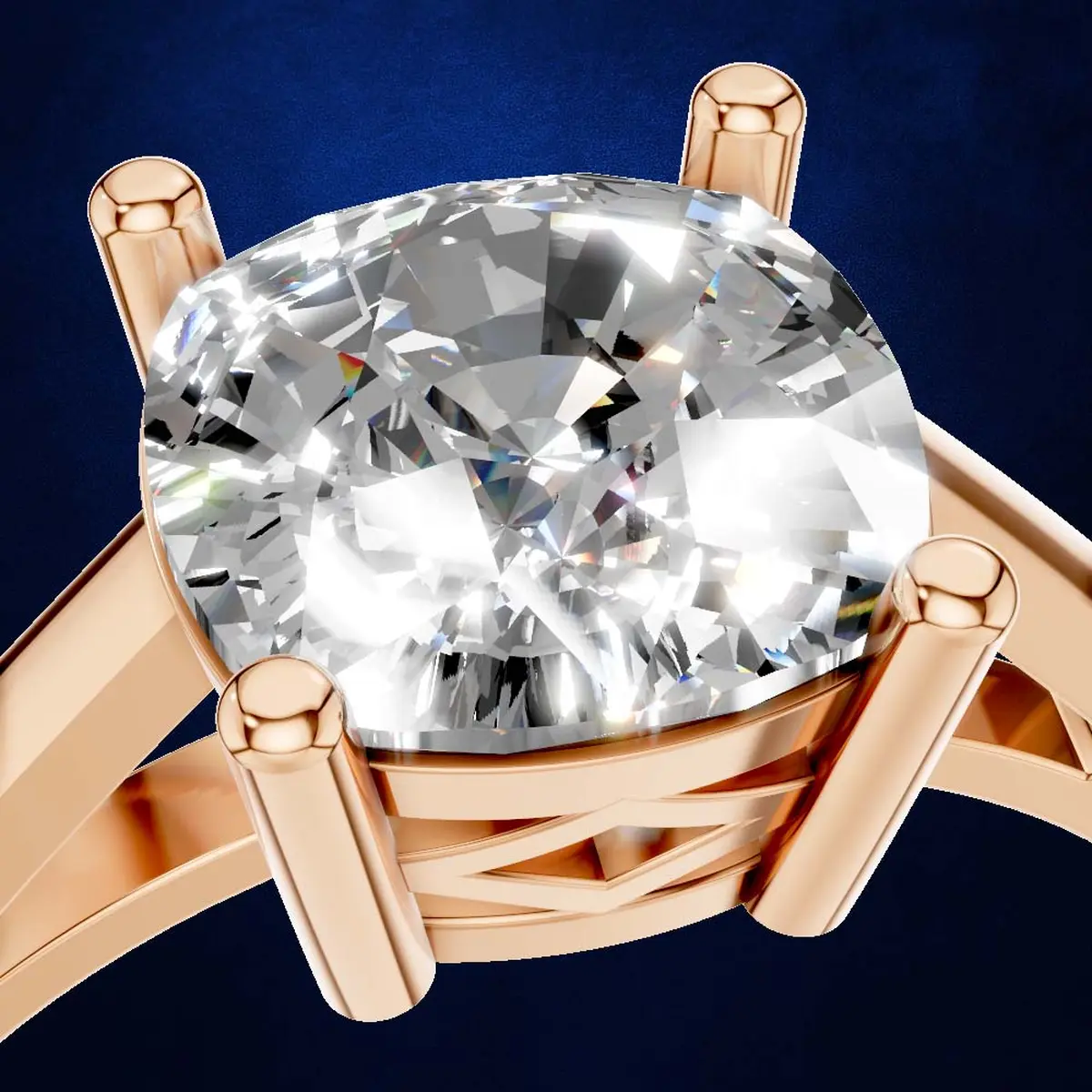 2.5 Carat Cushion Engagement Ring 18K Gold Laboratory Grown Diamond Luxury Ring