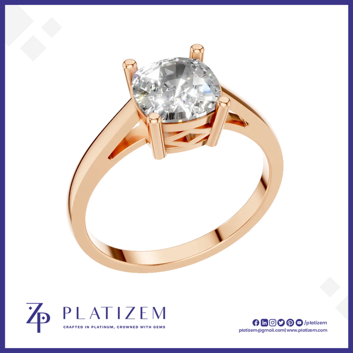 2 Carat Cushion Cut Engagement Ring 18K Gold Laboratory Grown Diamond Luxury Ring