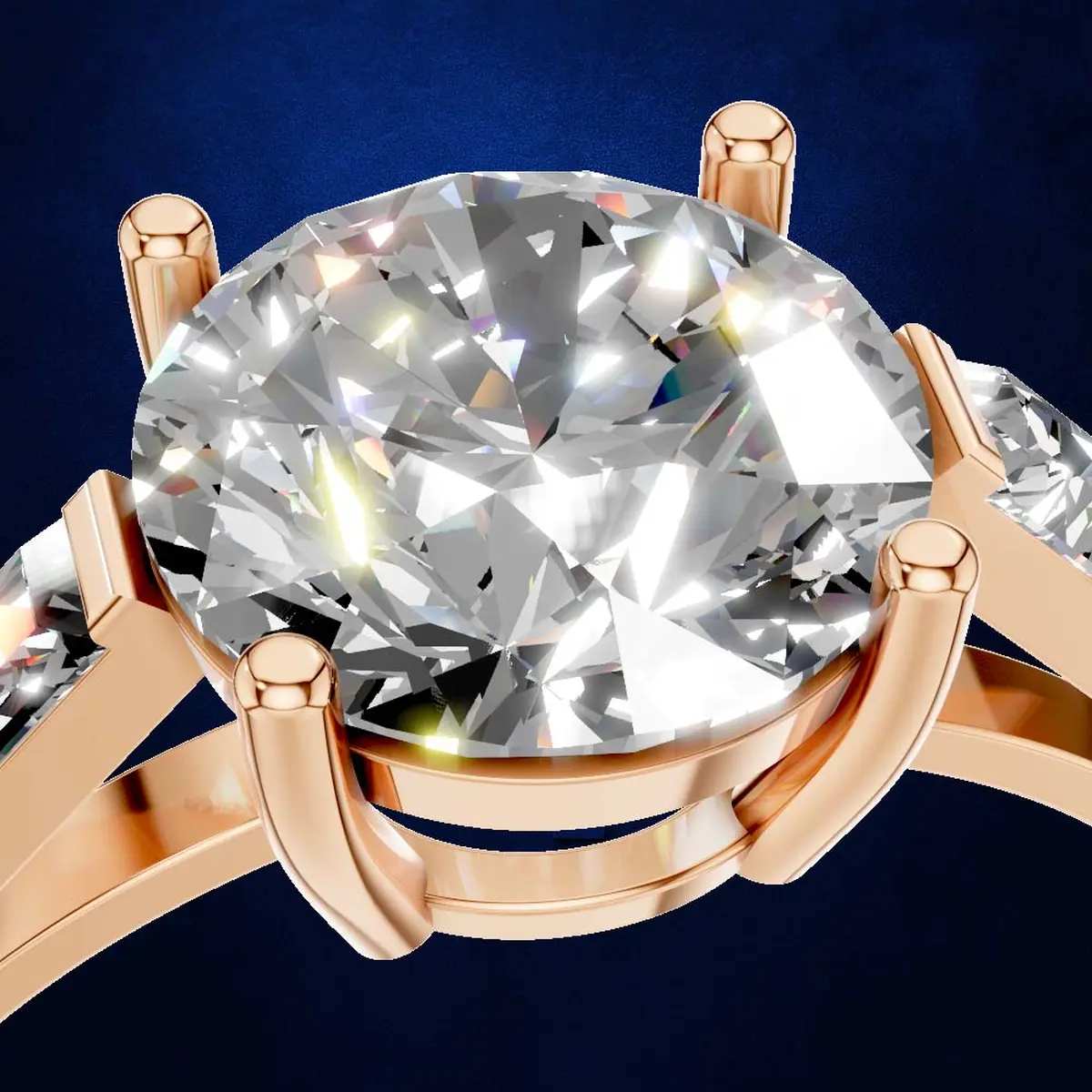 Round Cut Solitaire Diamond Engagement Ring Elegant Bridal Jewelry