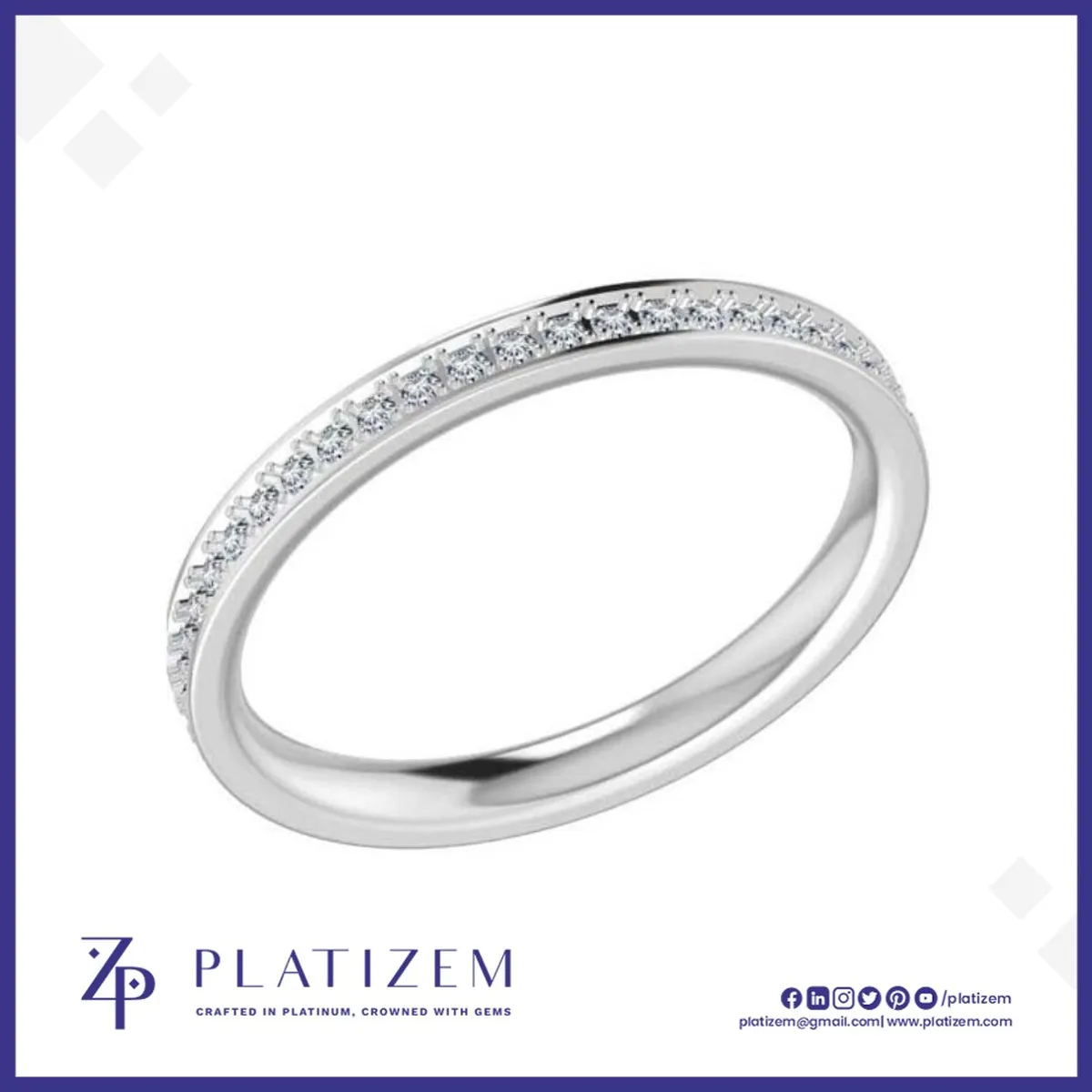 Slim Round Diamond Eternity Band Detailed with Beaded Pav� Settings
