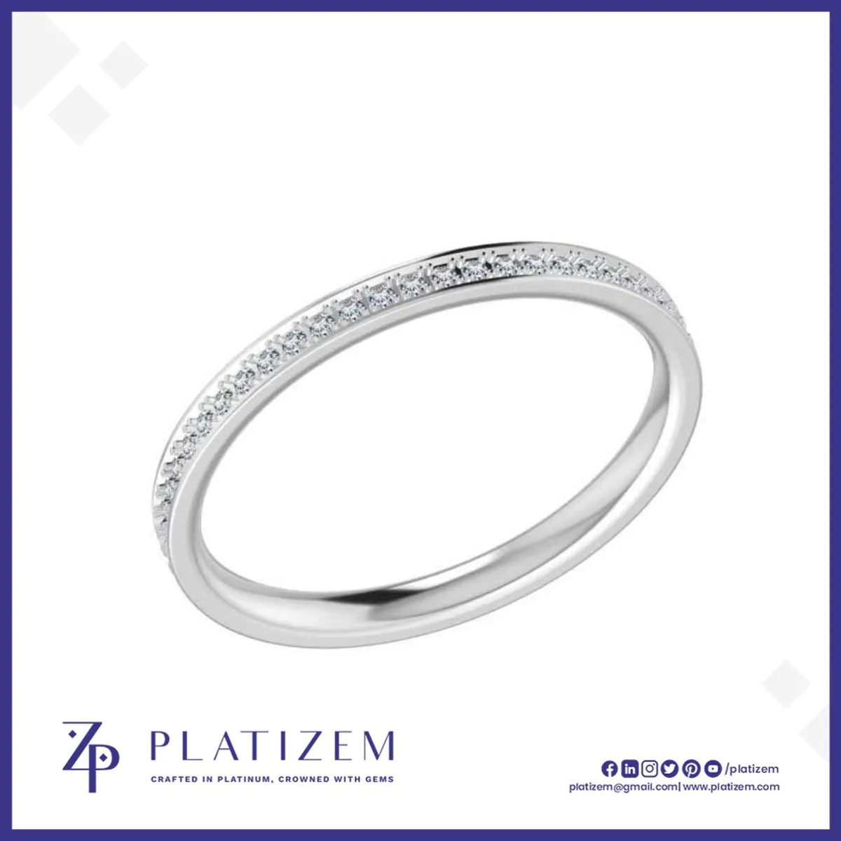 Round Diamond Pave Eternity Band Accented with Fine Bead Detailing