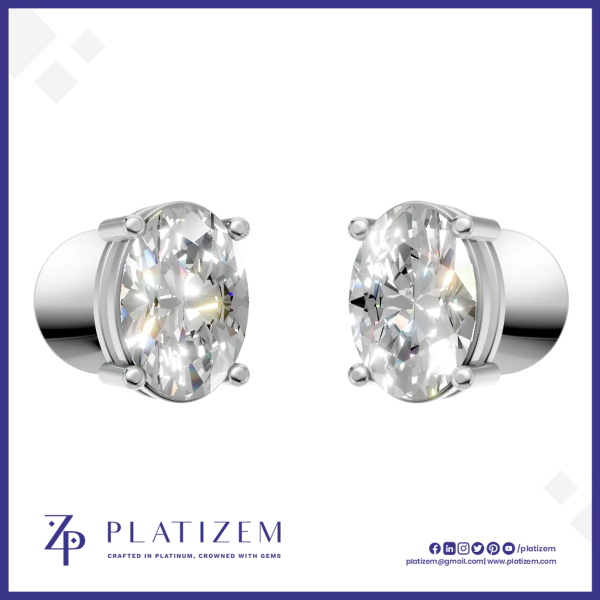Oval Cut Lab Diamond Stud Earrings Screw Back Solitaire Fine Jewelry Gift