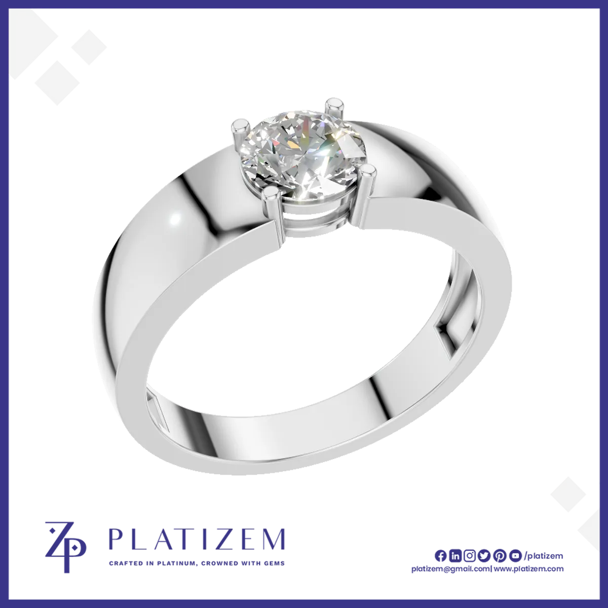Round Diamond Solitaire Engagement Ring for Men