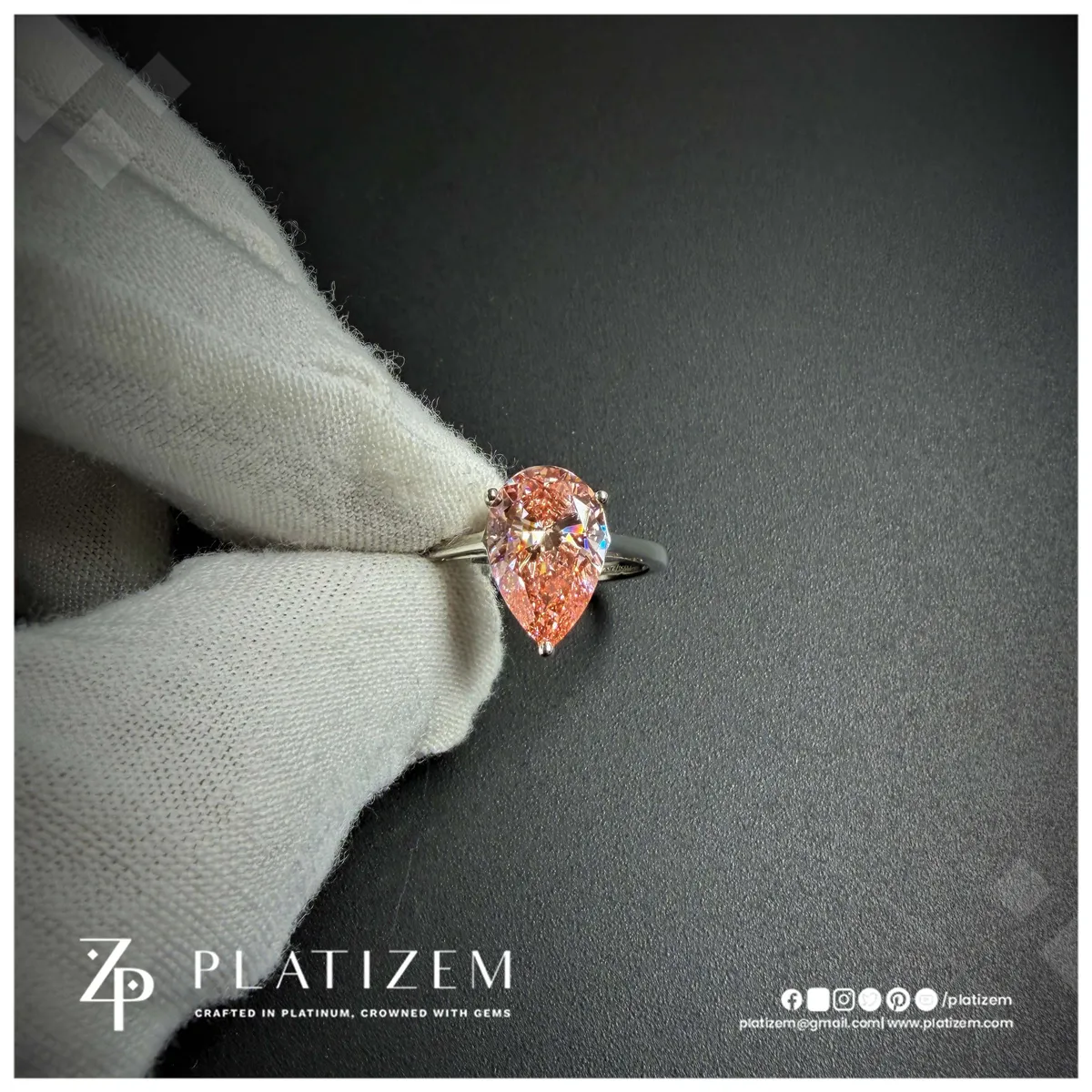 2.5 Carat Pear Cut Fancy Pink Lab Grown Diamond Engagement Ring