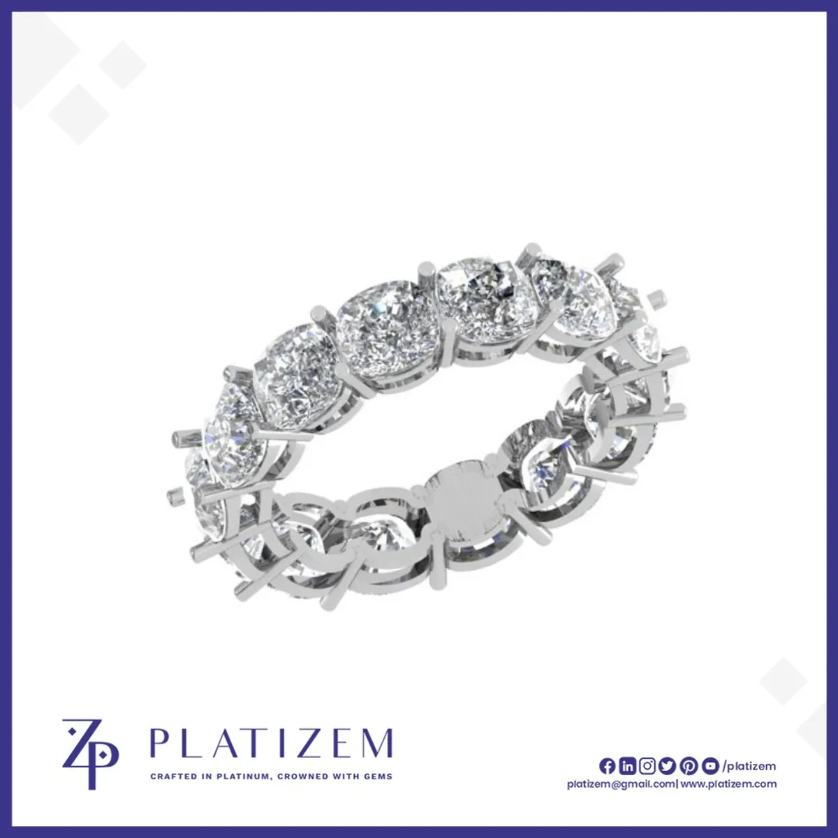 Cushion Cut Diamond Full Eternity Band