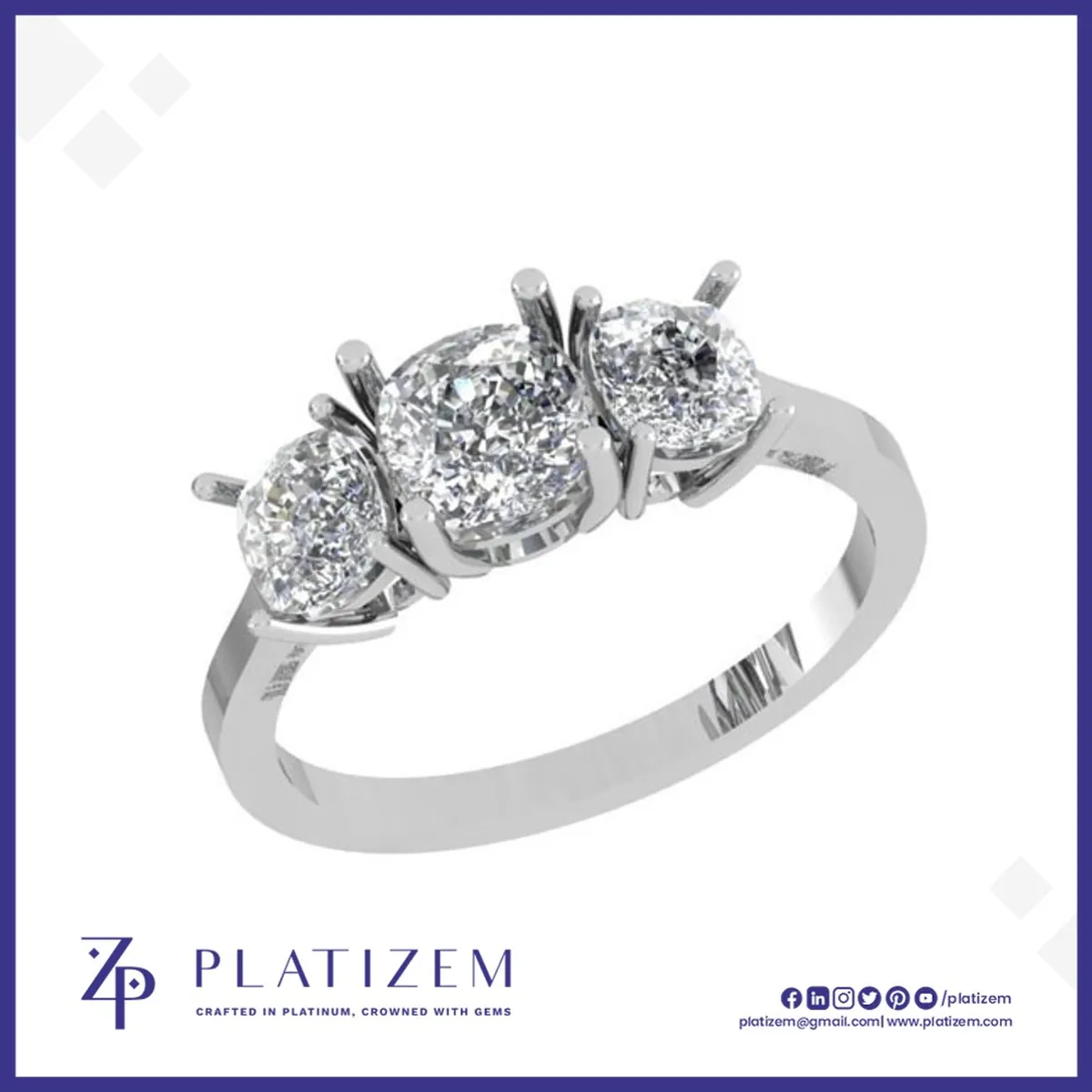 Cushion Cut Diamond Trilogy Ring Design