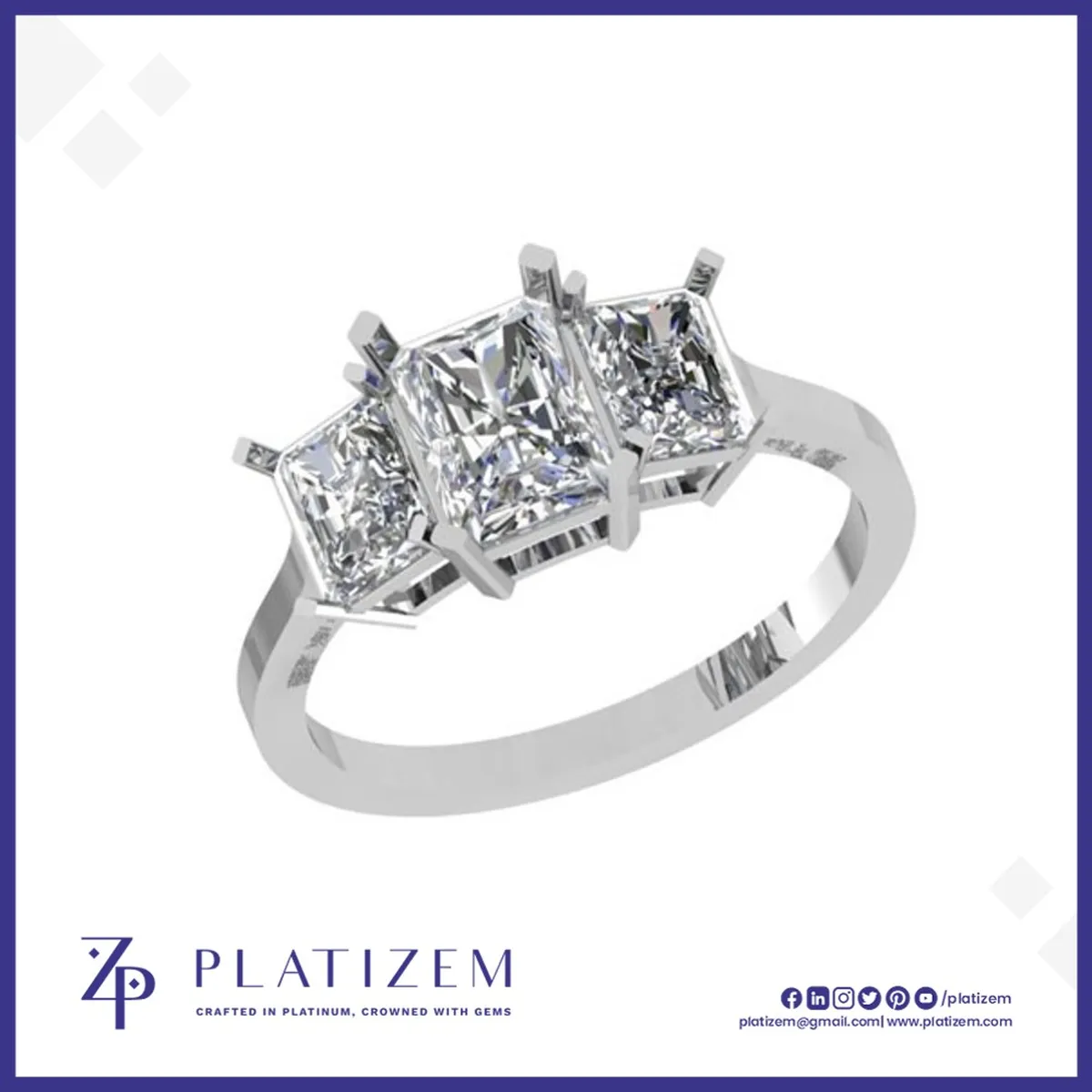 Radiant Cut Diamond Trilogy Ring